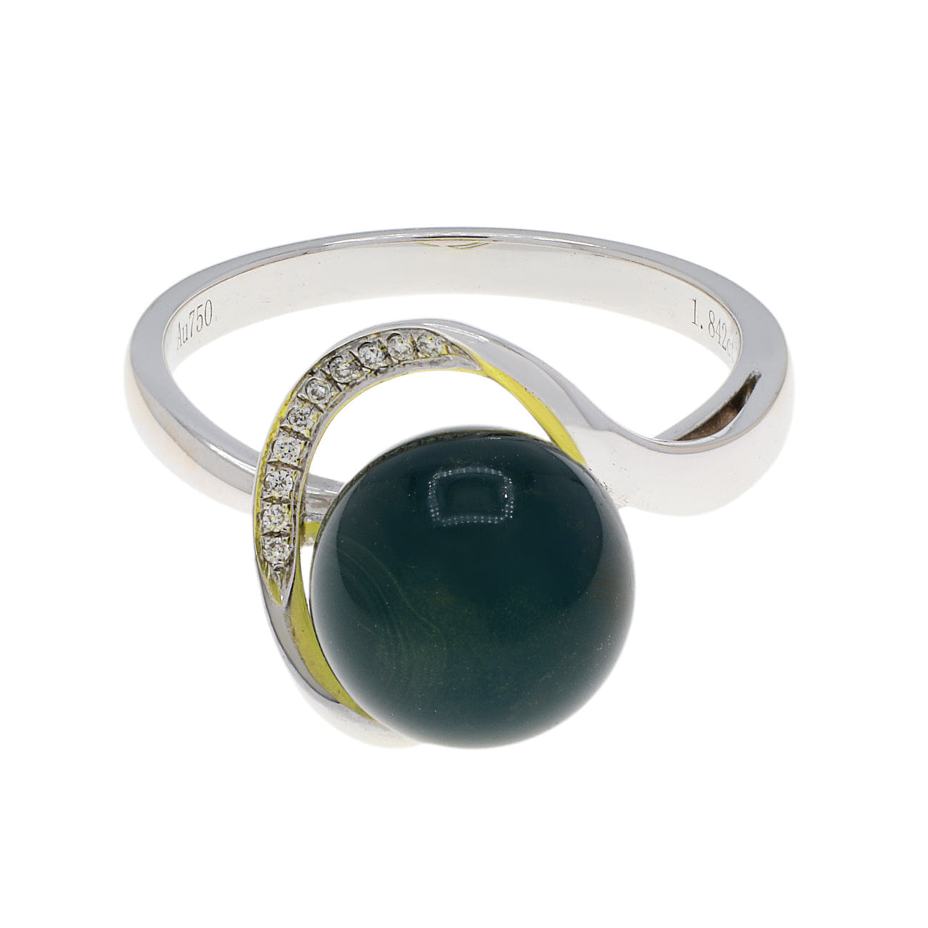 WHITE* 18K White Gold 1.84 Carat Spherical Citrine Ring