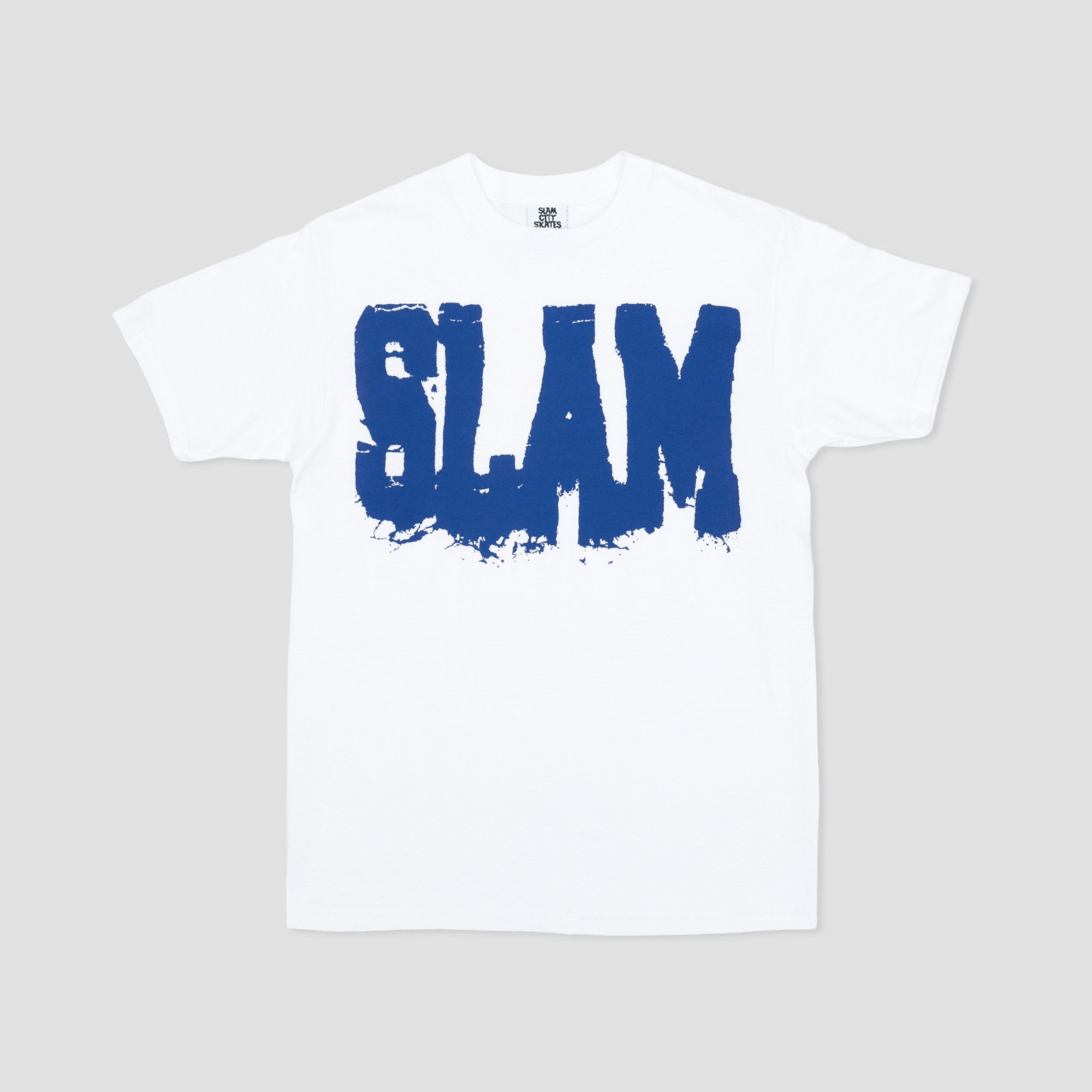WHITE* Slam City Skates College T - Shirt White / Blue