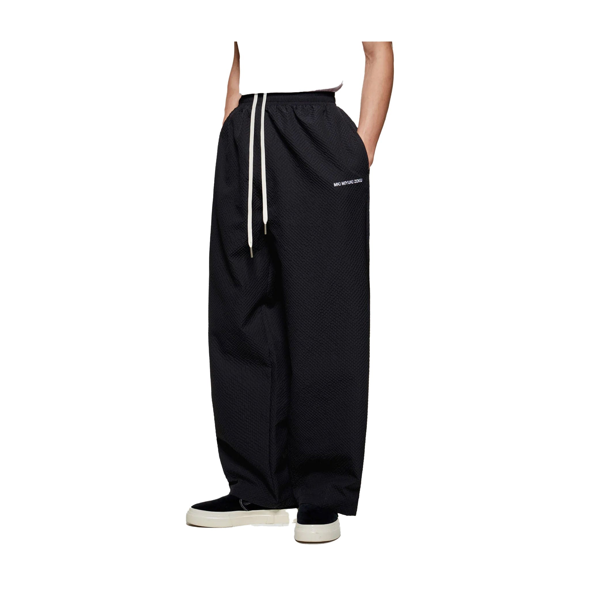 Bunka SEERCUCKER WIDE LEG TROUSERS - BLACK