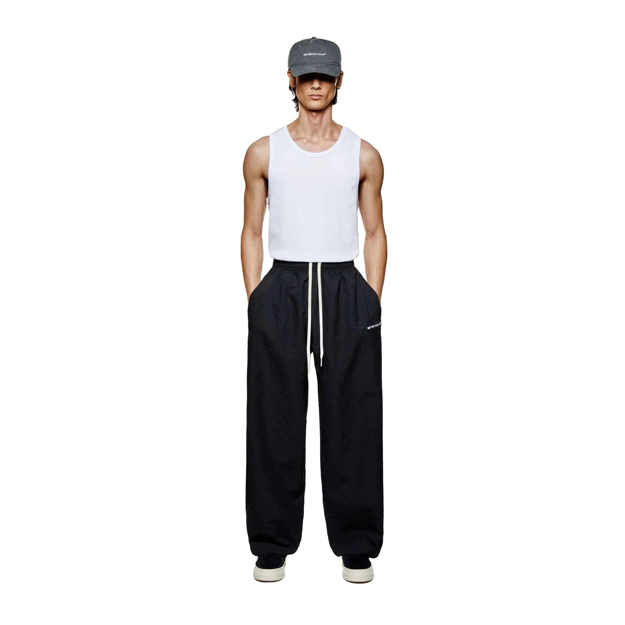 Bunka SEERCUCKER WIDE LEG TROUSERS - BLACK