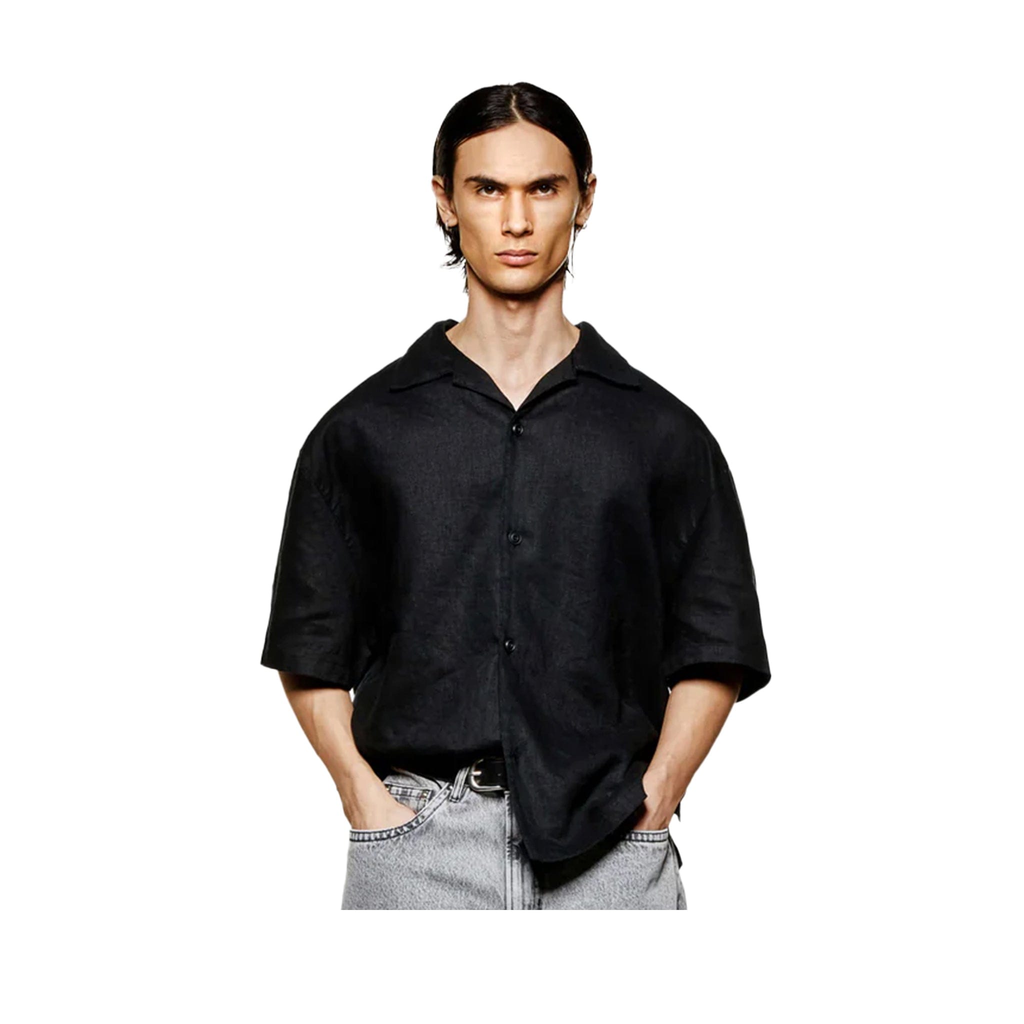 Vacation LINEN VACATION SHIRT - BLACK