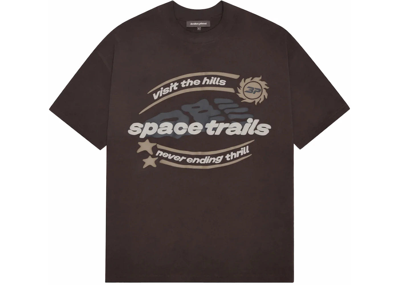 Broken Planet Space Trails T - shirt Mocha Brown