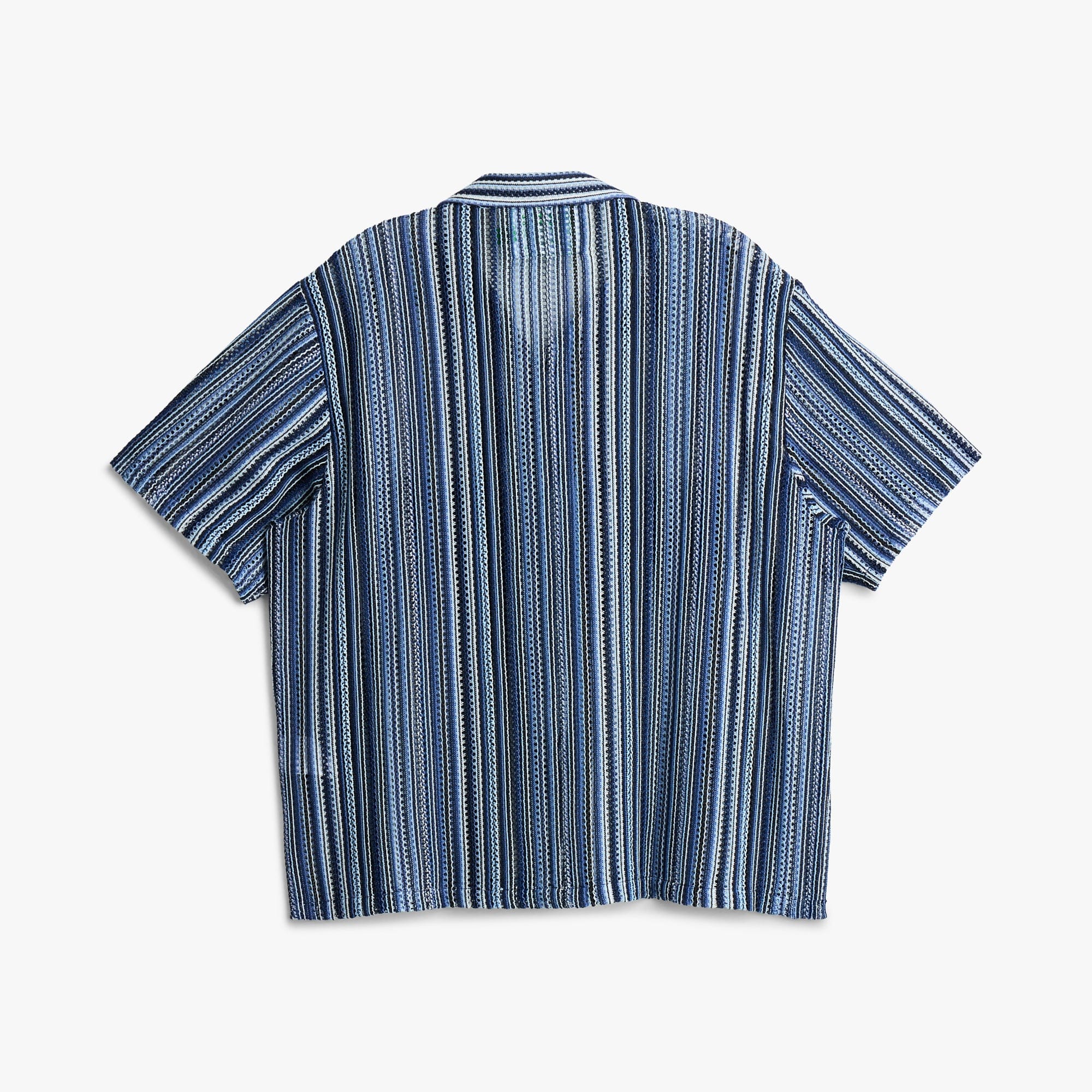 Brother Brother Shortsleeve Mesh Cabana Shirt / Blue Vert Stripe