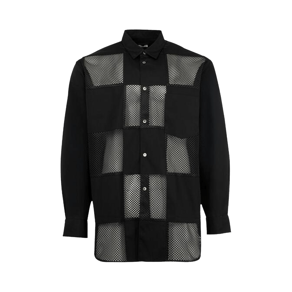 Comme des Garçons Homme Plus Mesh Check Long-Sleeve Shirt Black