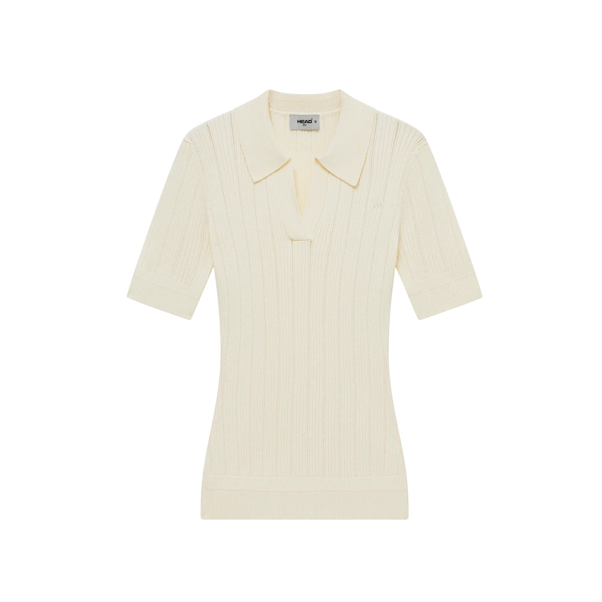 Head Golf Womens V Neck Pointelle Knit Polo Shirt