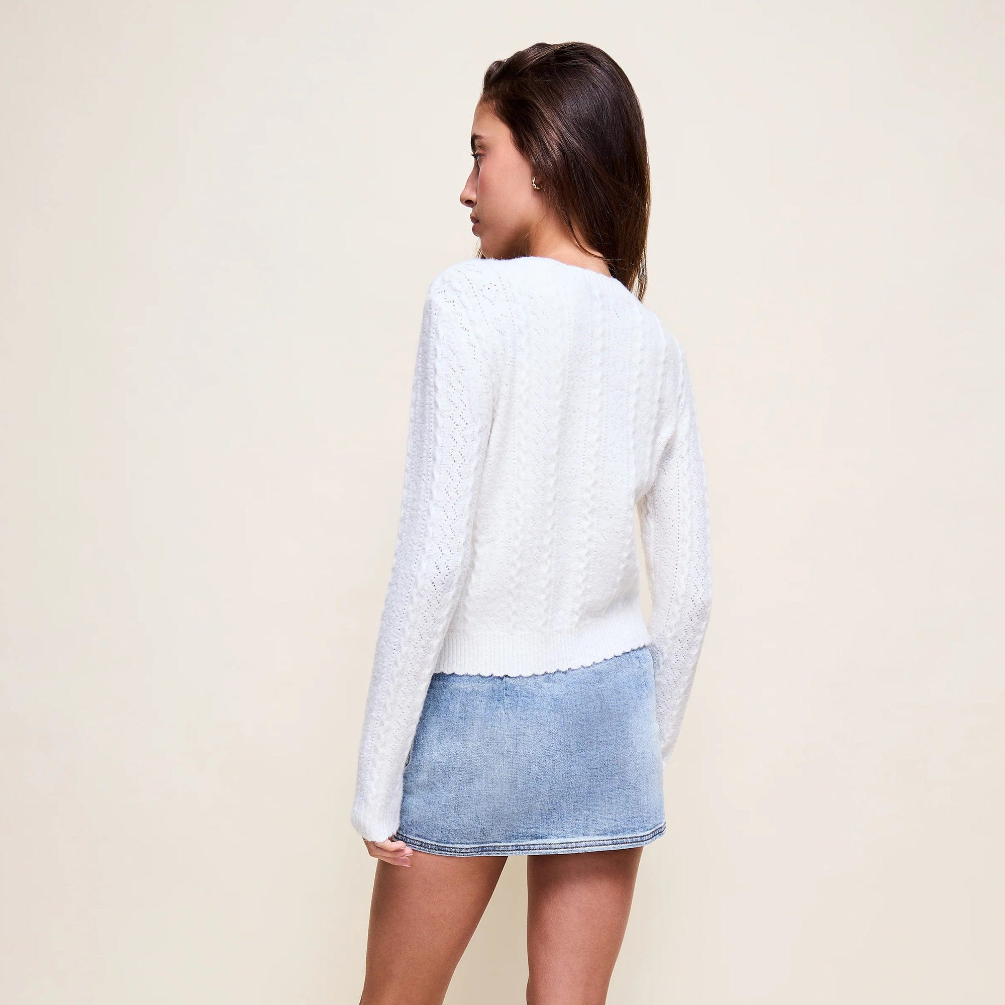 Guizio Womens Evelina Pointelle Cardigan