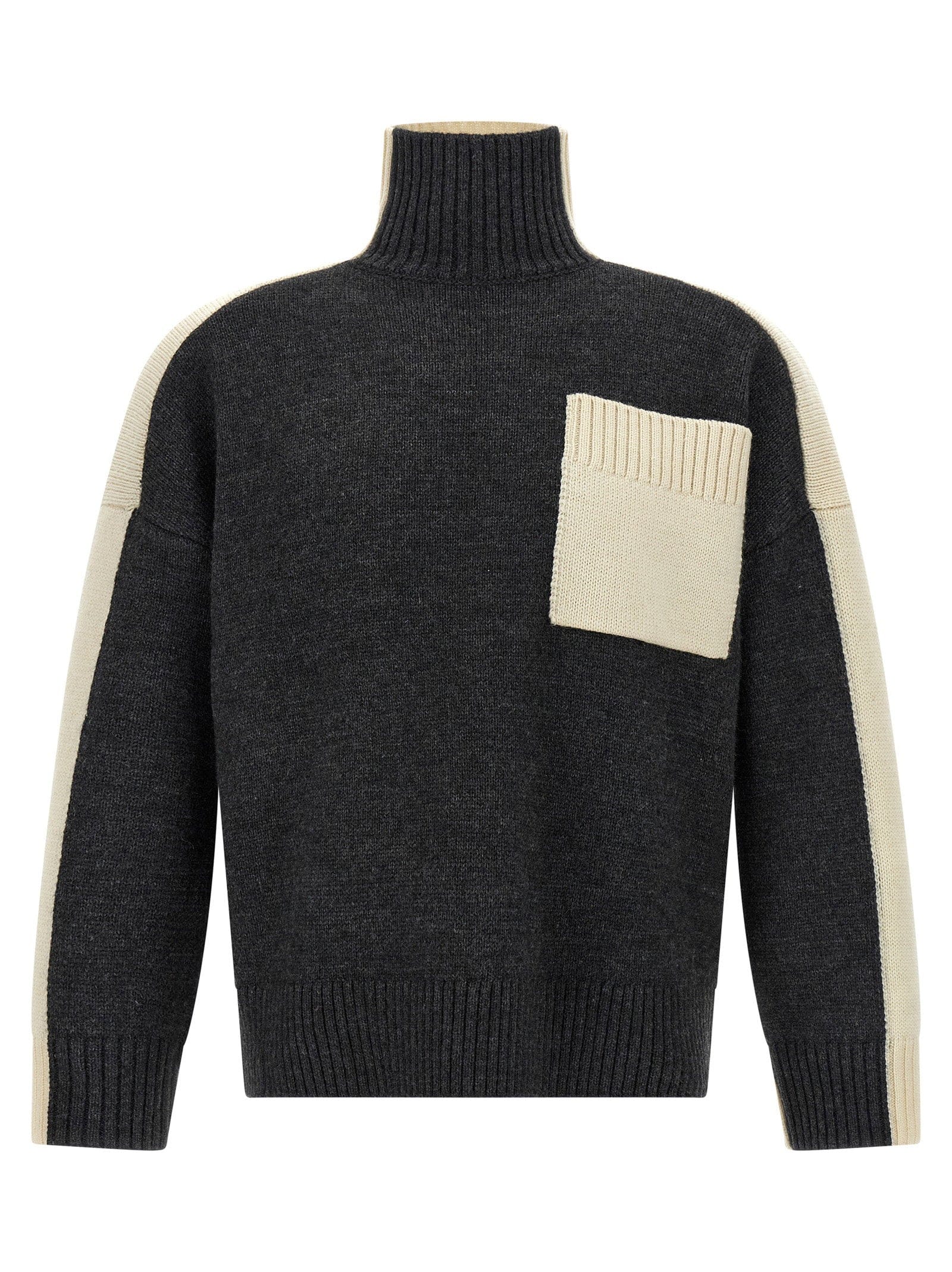 J.w.anderson Two - Tone Wool Blend Sweater — Charcoal