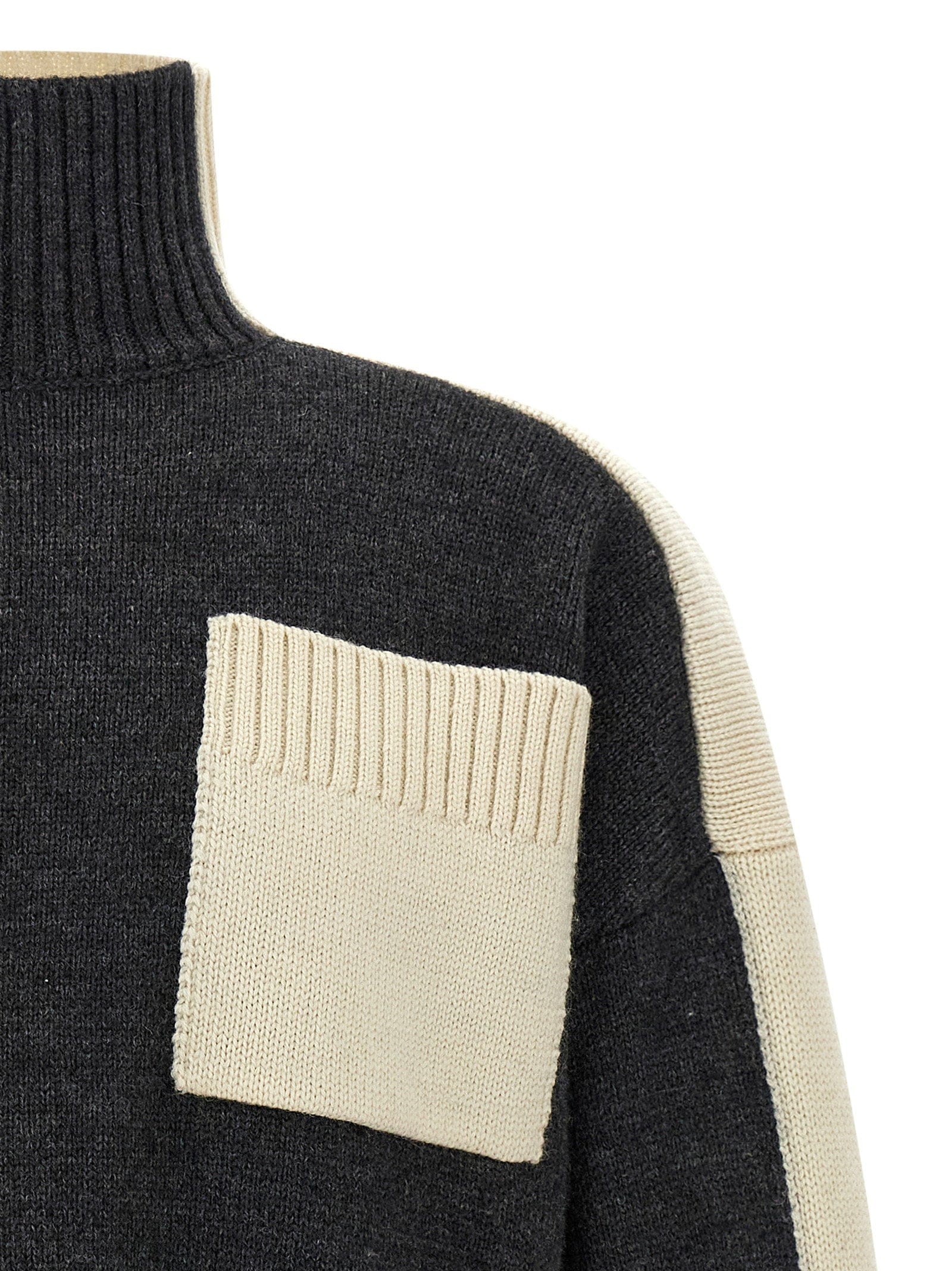 J.w.anderson Two - Tone Wool Blend Sweater — Charcoal