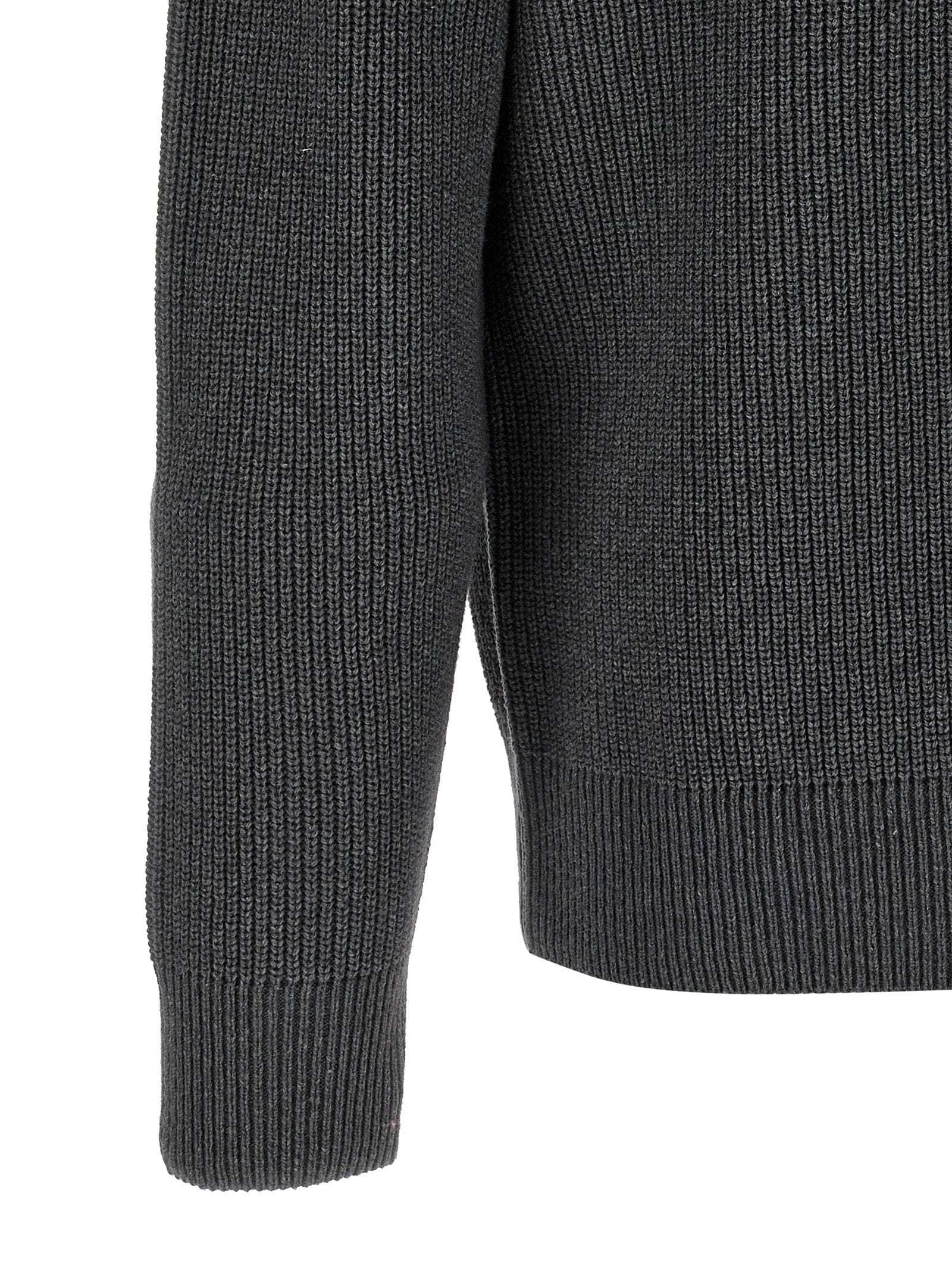 J.w.anderson Half - Zip Wool - Cotton Sweater — Charcoal