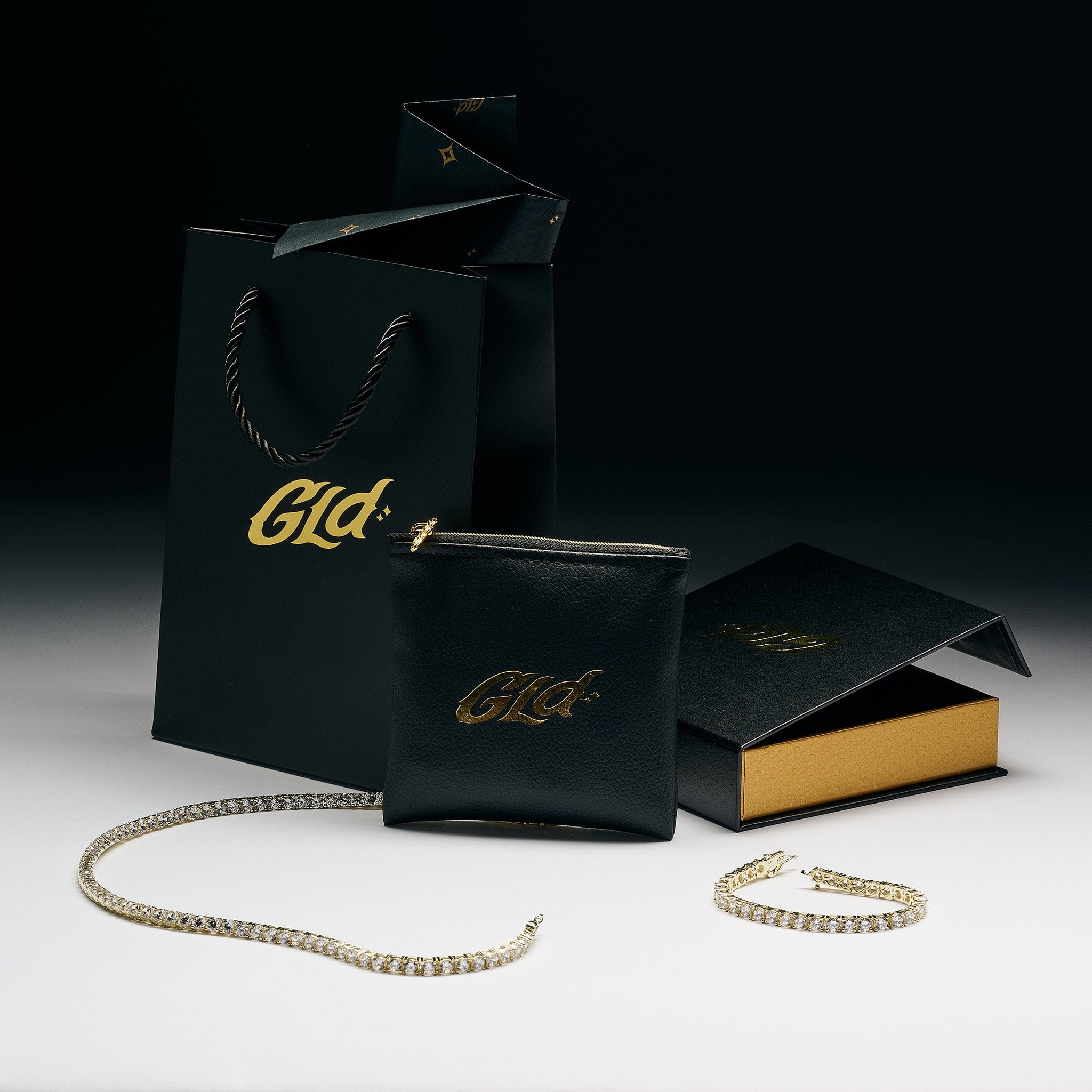 GLD Men Diamond Tennis Chain + Bracelet Gift Bundle in Yellow Gold - 5 mm