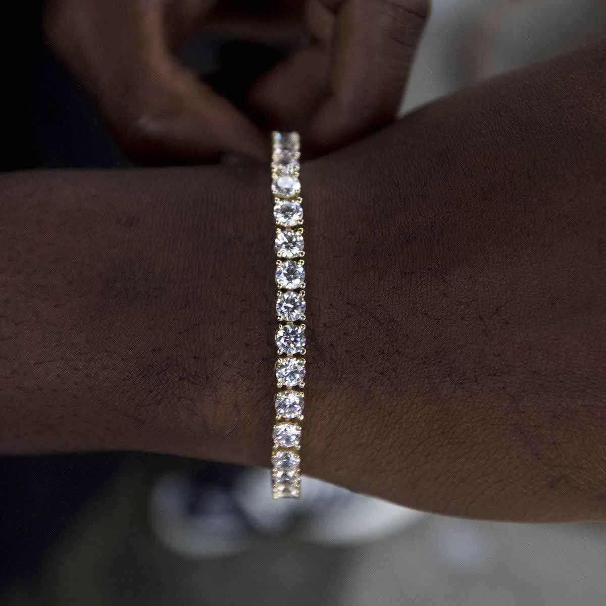 GLD Men Diamond Tennis Chain + Bracelet Gift Bundle in Yellow Gold - 5 mm