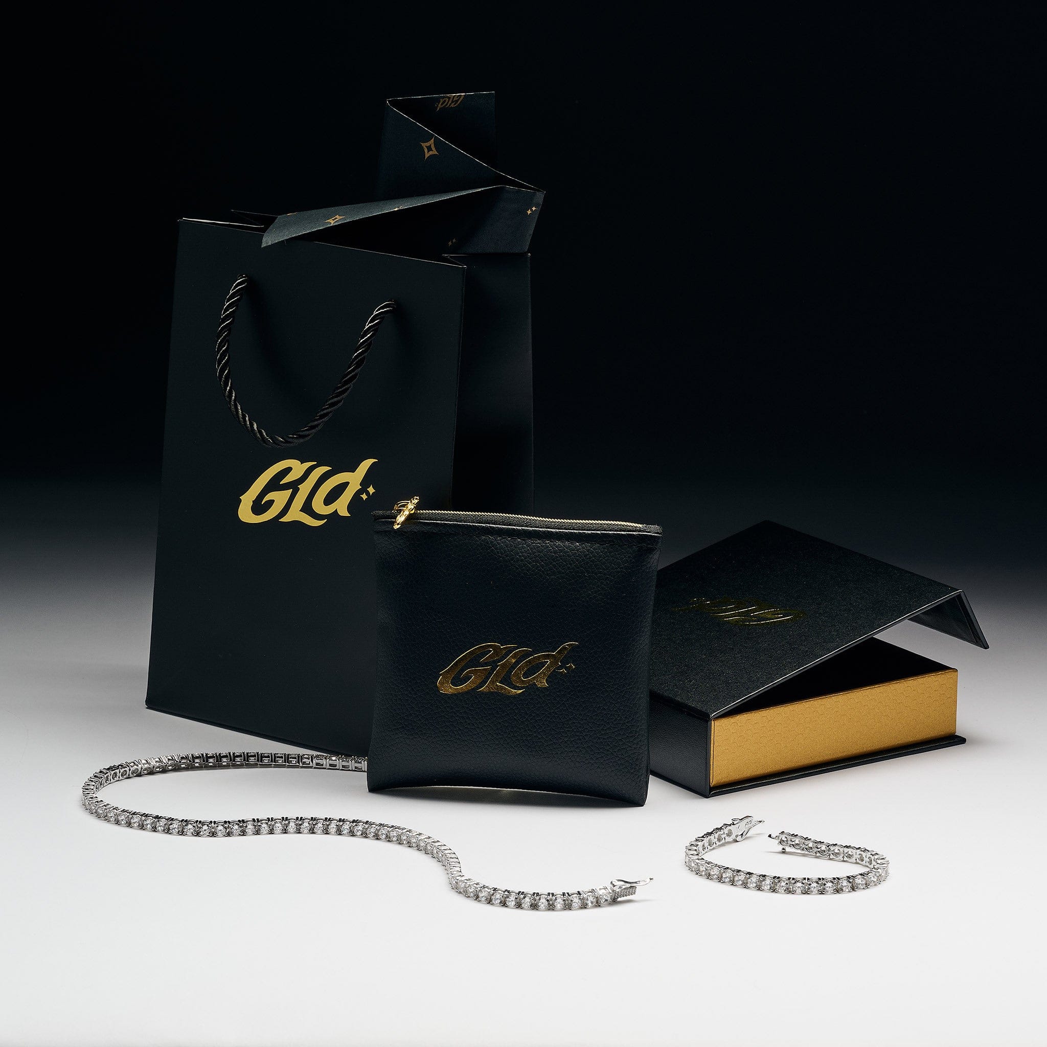 GLD Men Diamond Tennis Chain + Bracelet Gift Bundle in White Gold - 5 mm