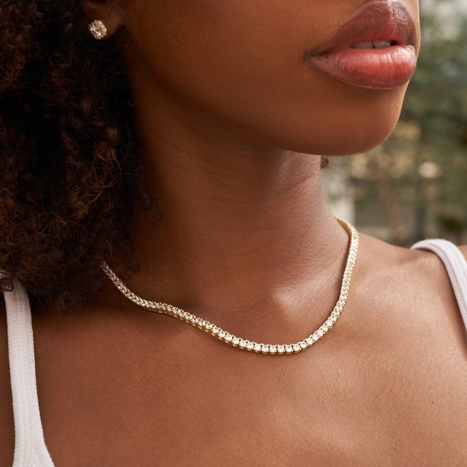 Womens MAS 3 mm Diamond Tennis Necklace