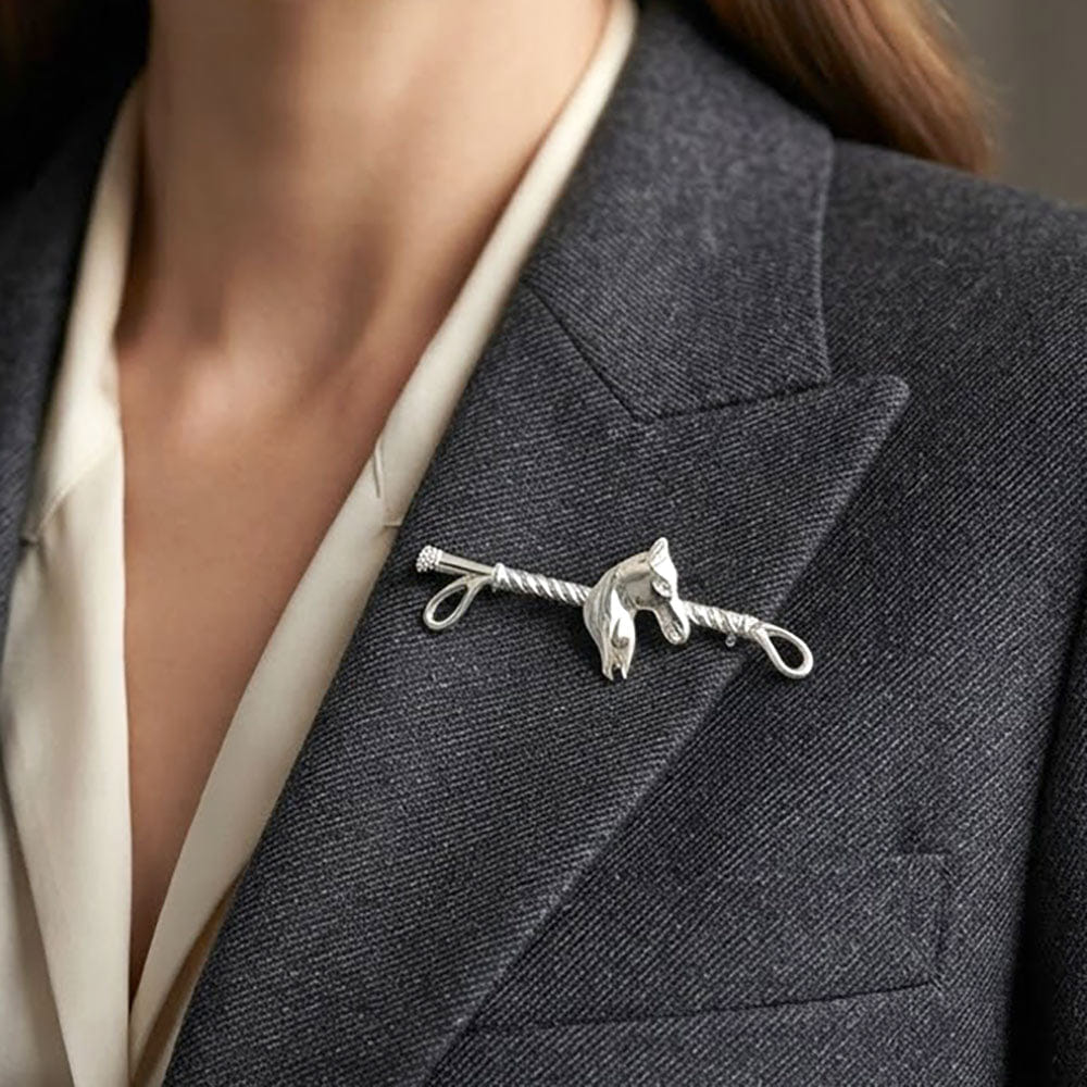 Head Metal Horse Head Equestrian Riding Crop Pin Brooch