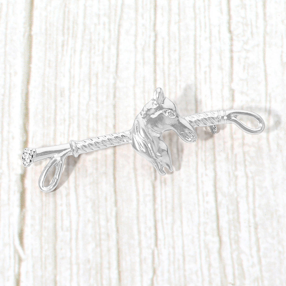 Head Metal Horse Head Equestrian Riding Crop Pin Brooch