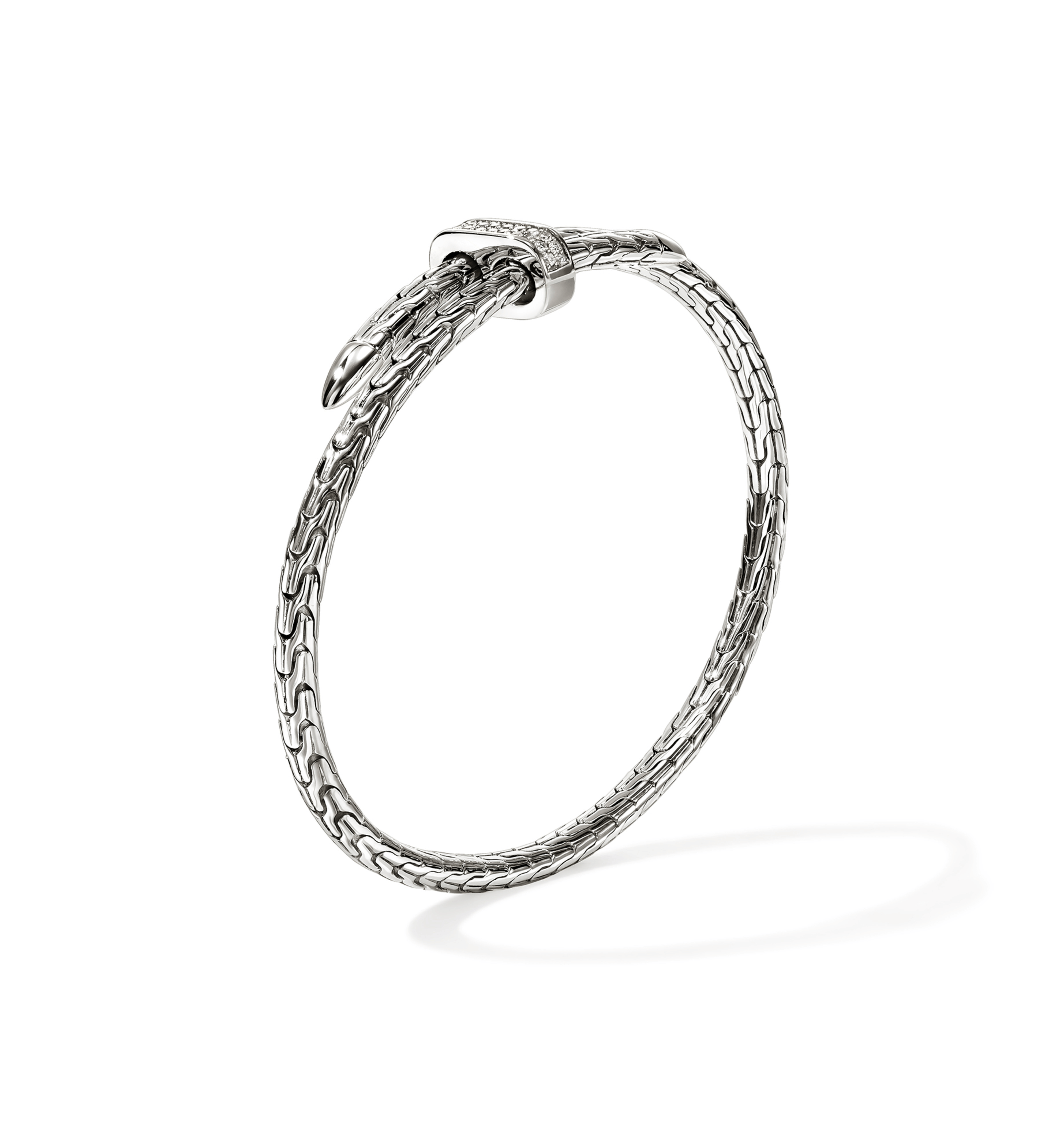 John Hardy Spear Sterling Silver Bypass Flex Cuff with Diamonds