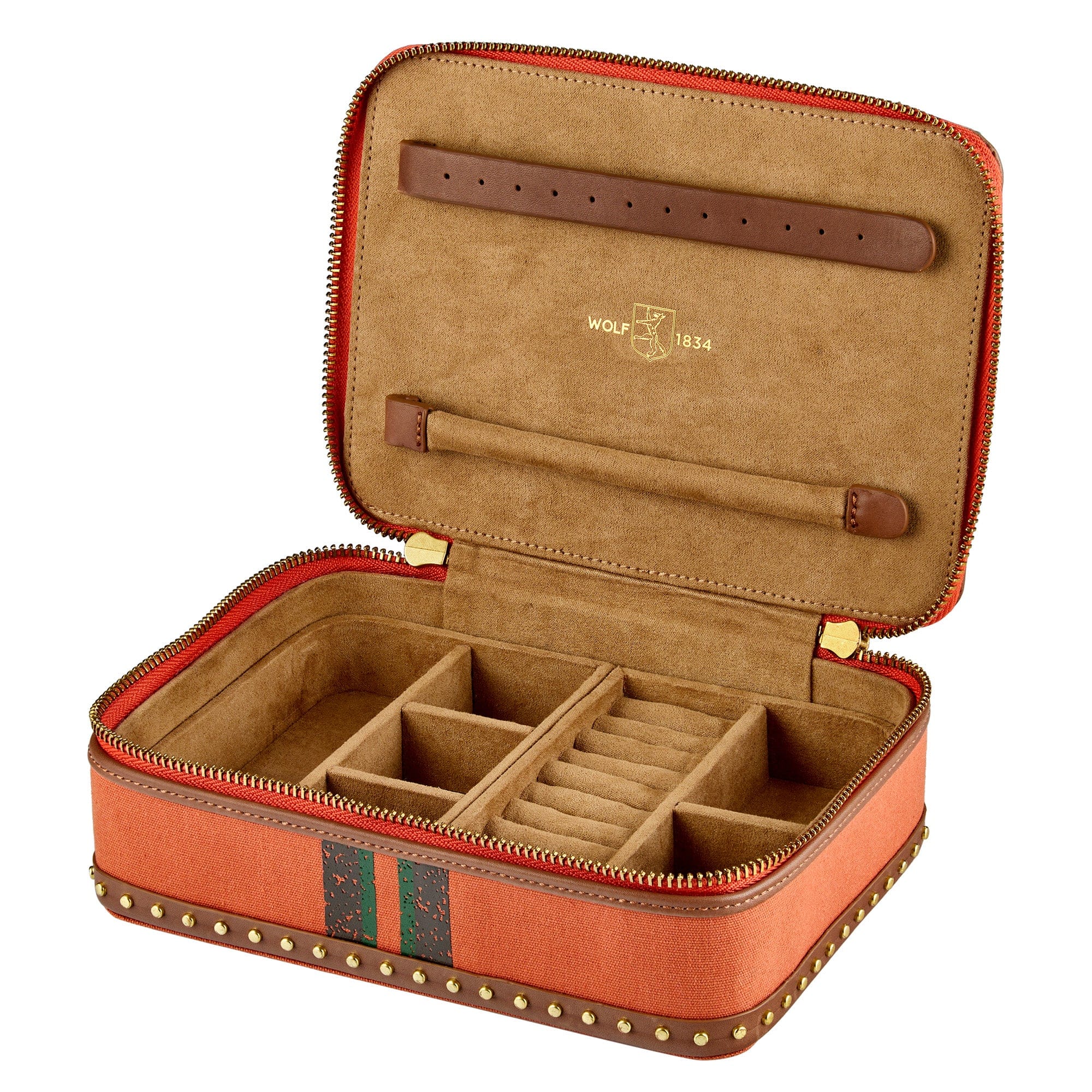 WOLF Ida Travel Zip Jewelry Case in Orange