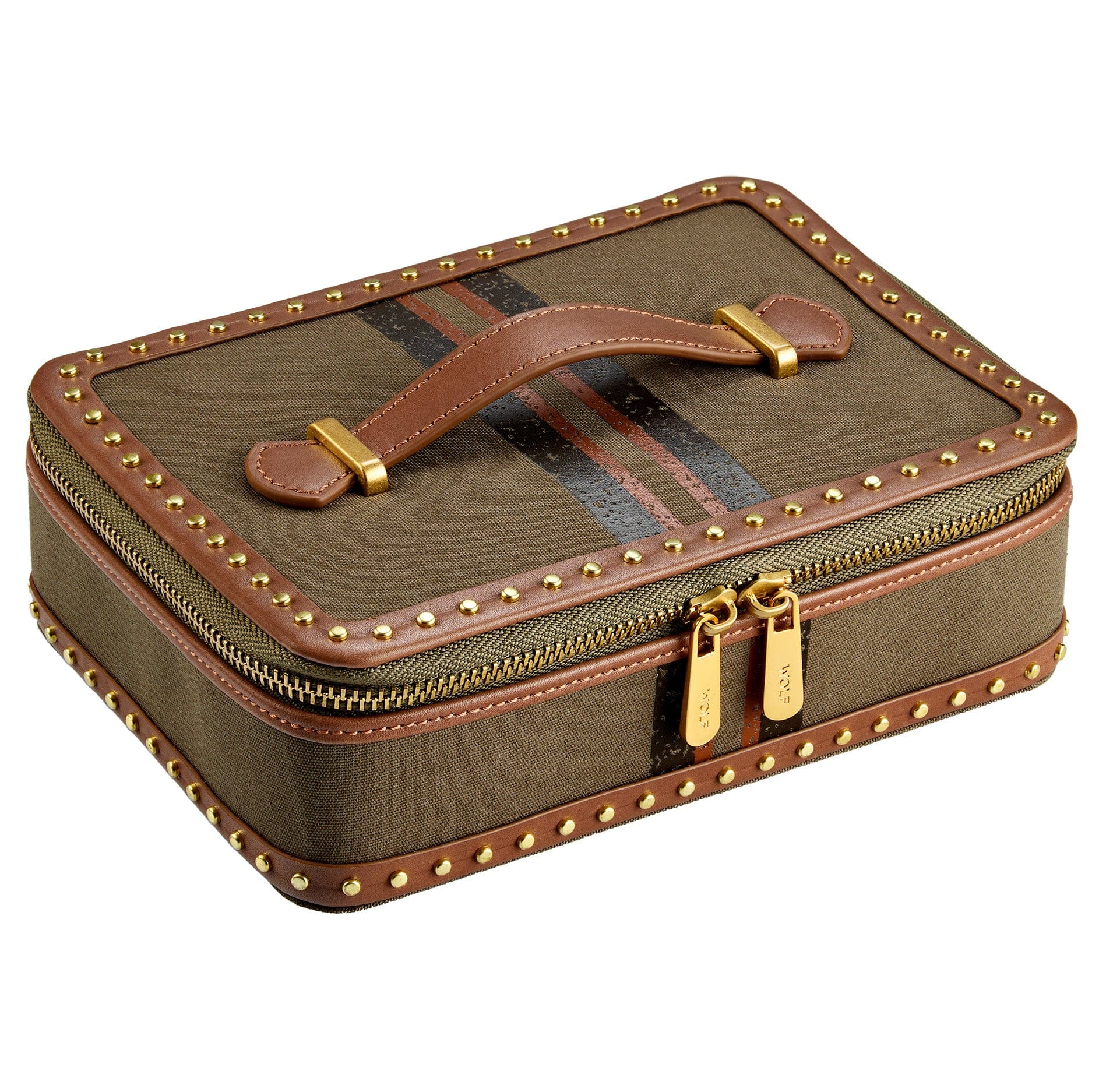 WOLF Ida Travel Zip Jewelry Case in Khaki