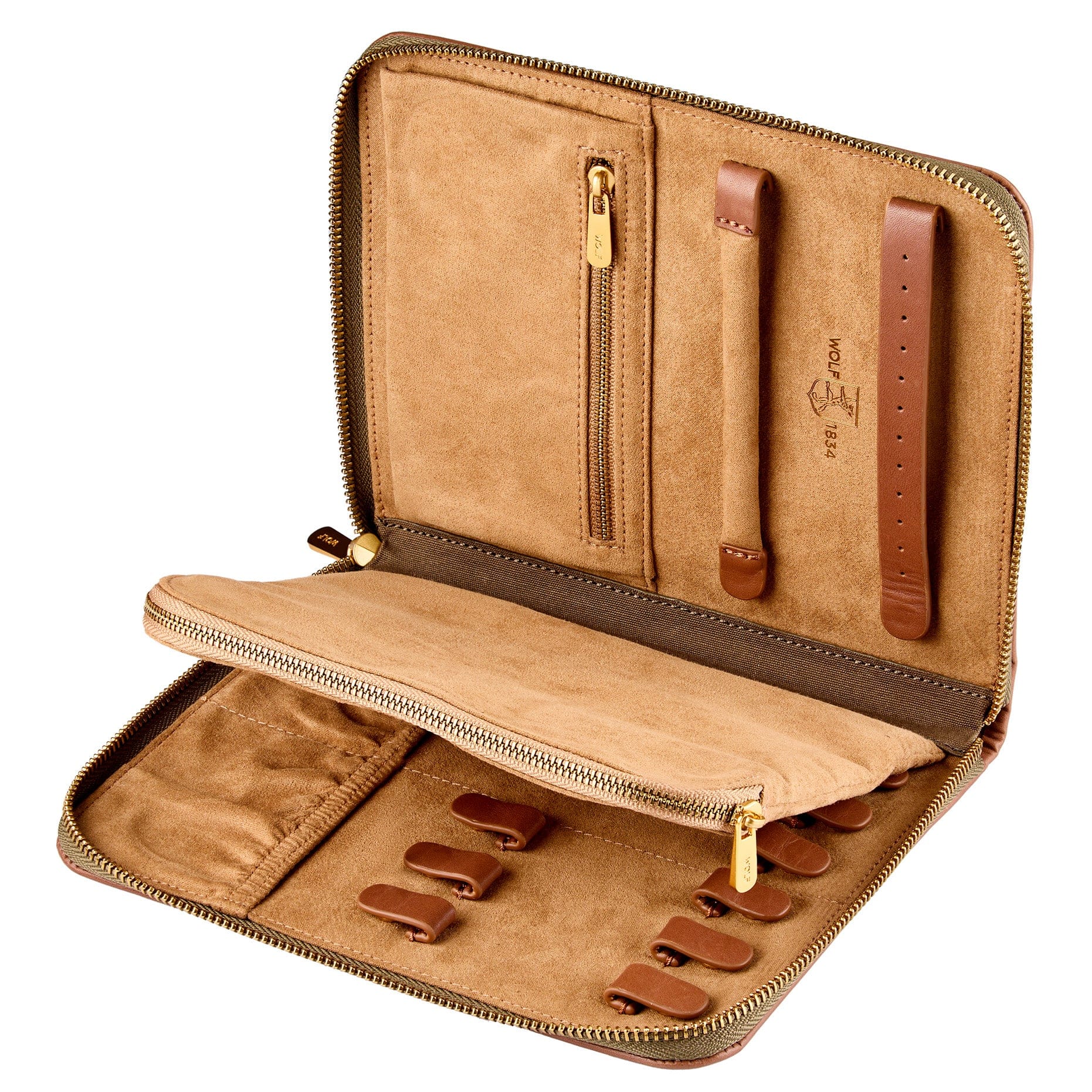 WOLF Ida Travel Zip Jewelry Portfolio in Khaki