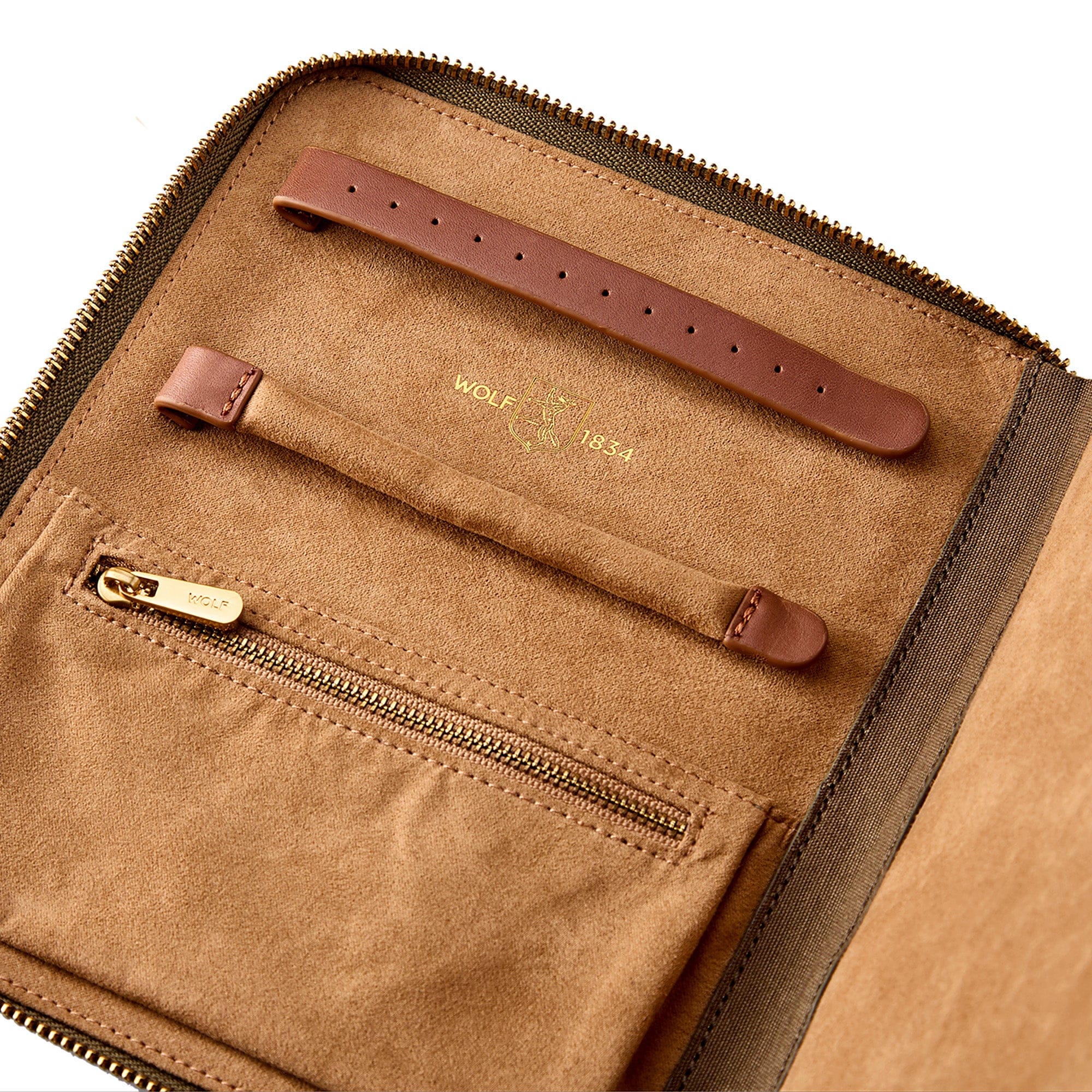 WOLF Ida Travel Zip Jewelry Portfolio in Khaki