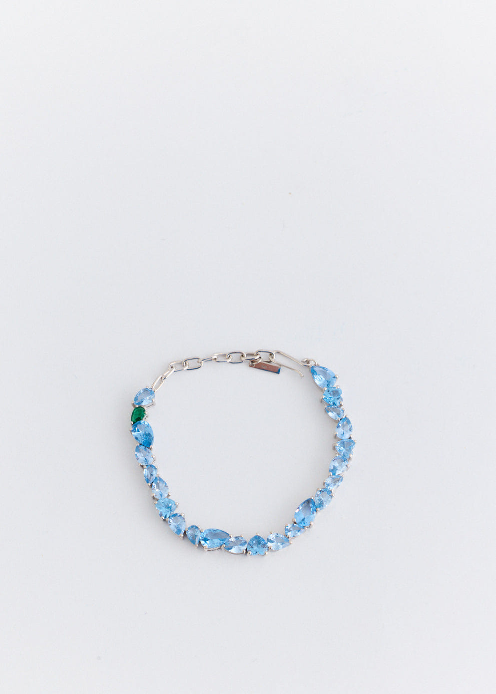 Completedworks Emerald Zirconia and Blue Spinel Recycled Silver Bracelet