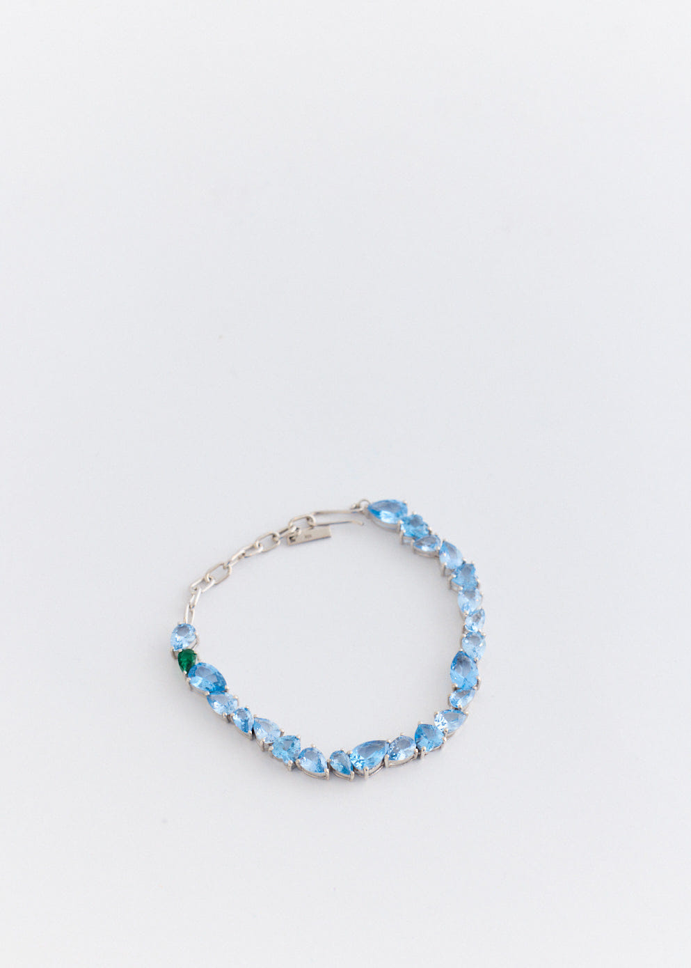 Completedworks Emerald Zirconia and Blue Spinel Recycled Silver Bracelet