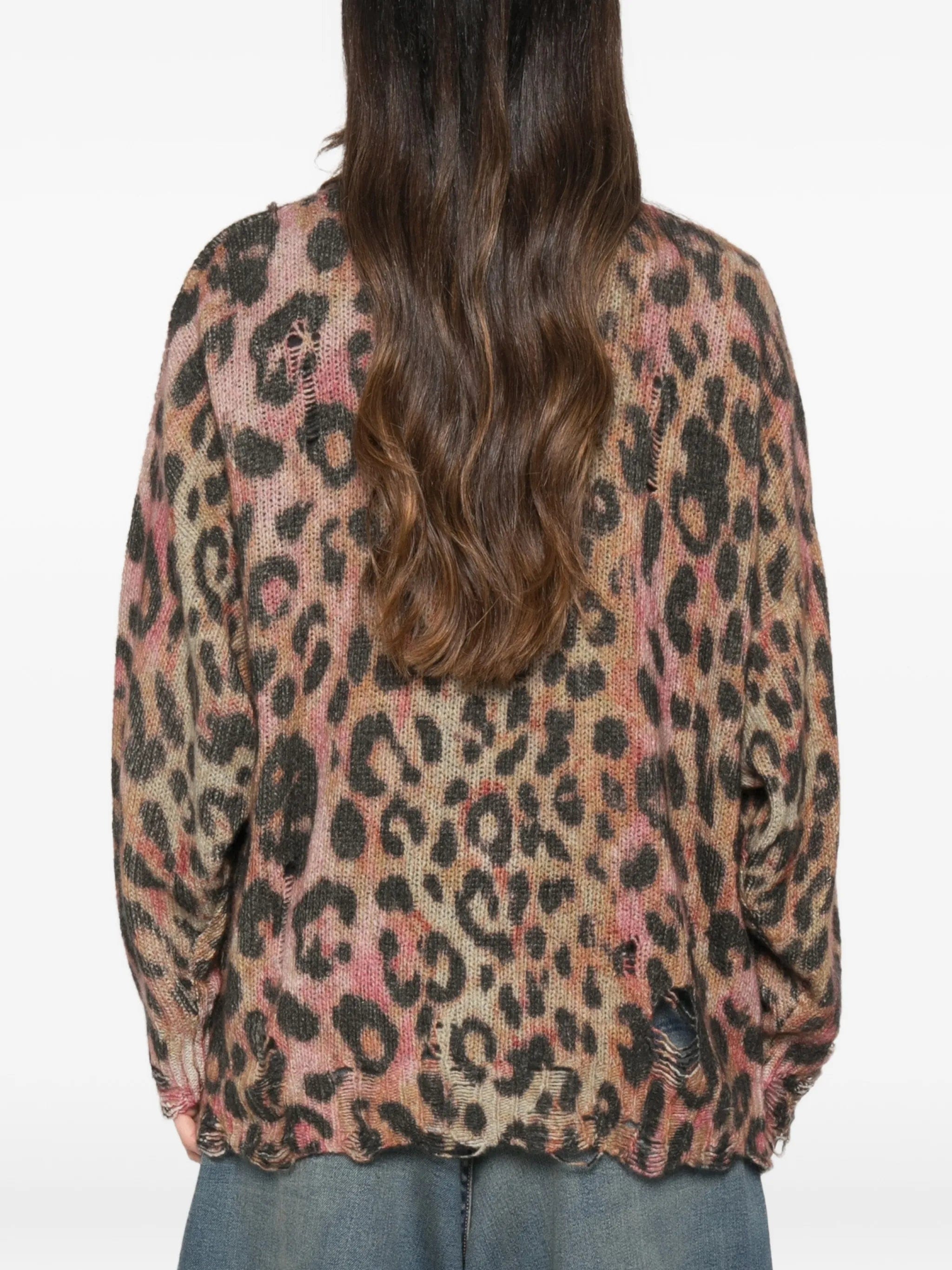 R13 leopard - print distressed cardigan