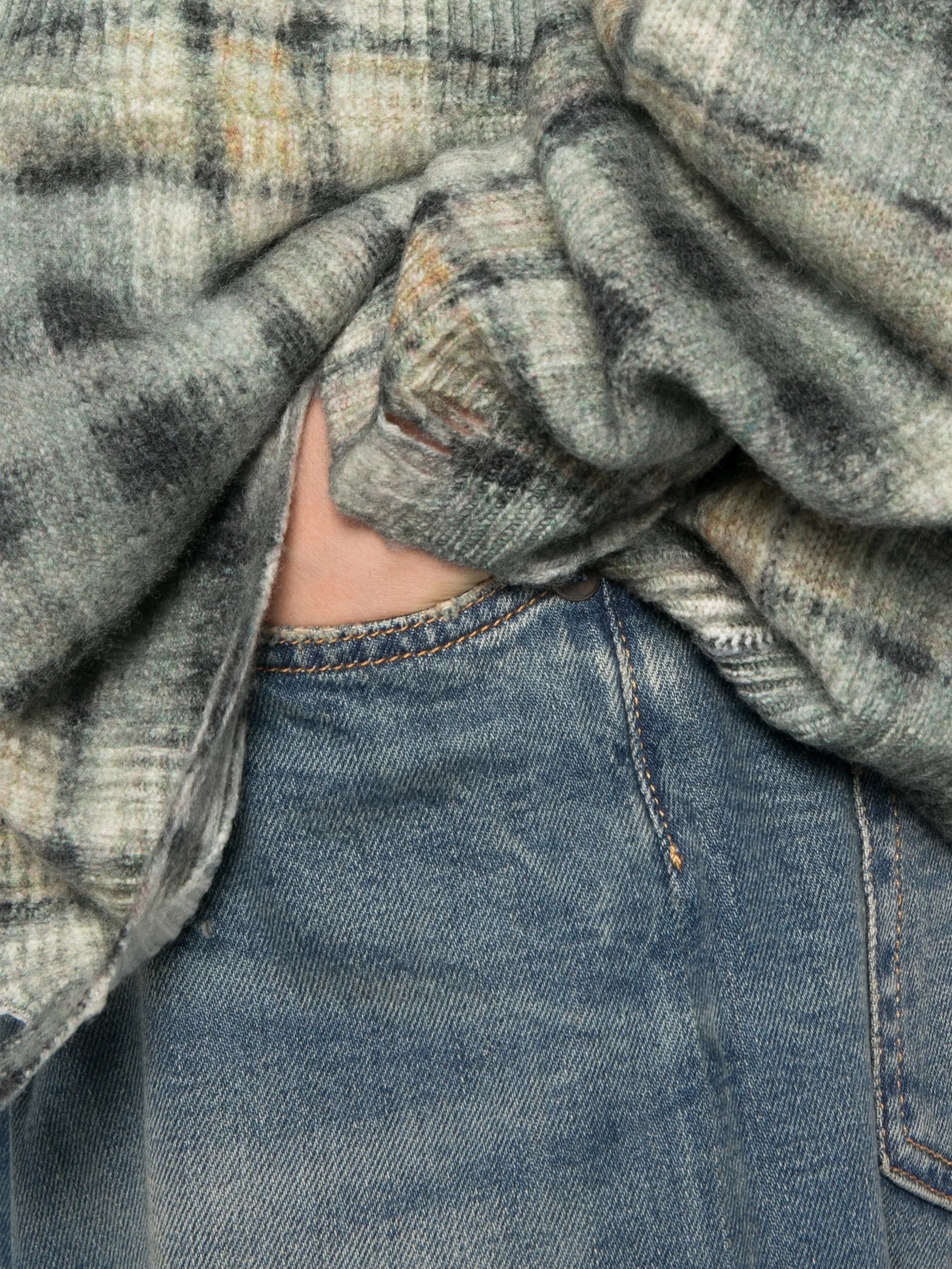 R13 checked distressed cardigan