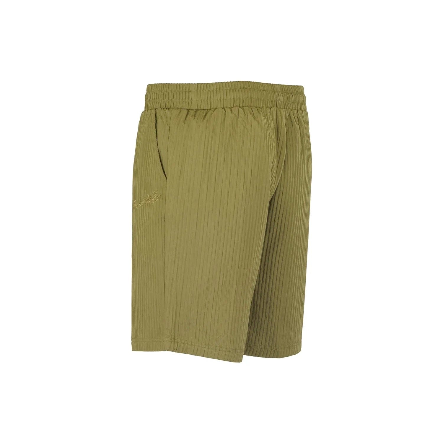 Presentedbyglobal Pleated Satin Short - Khaki