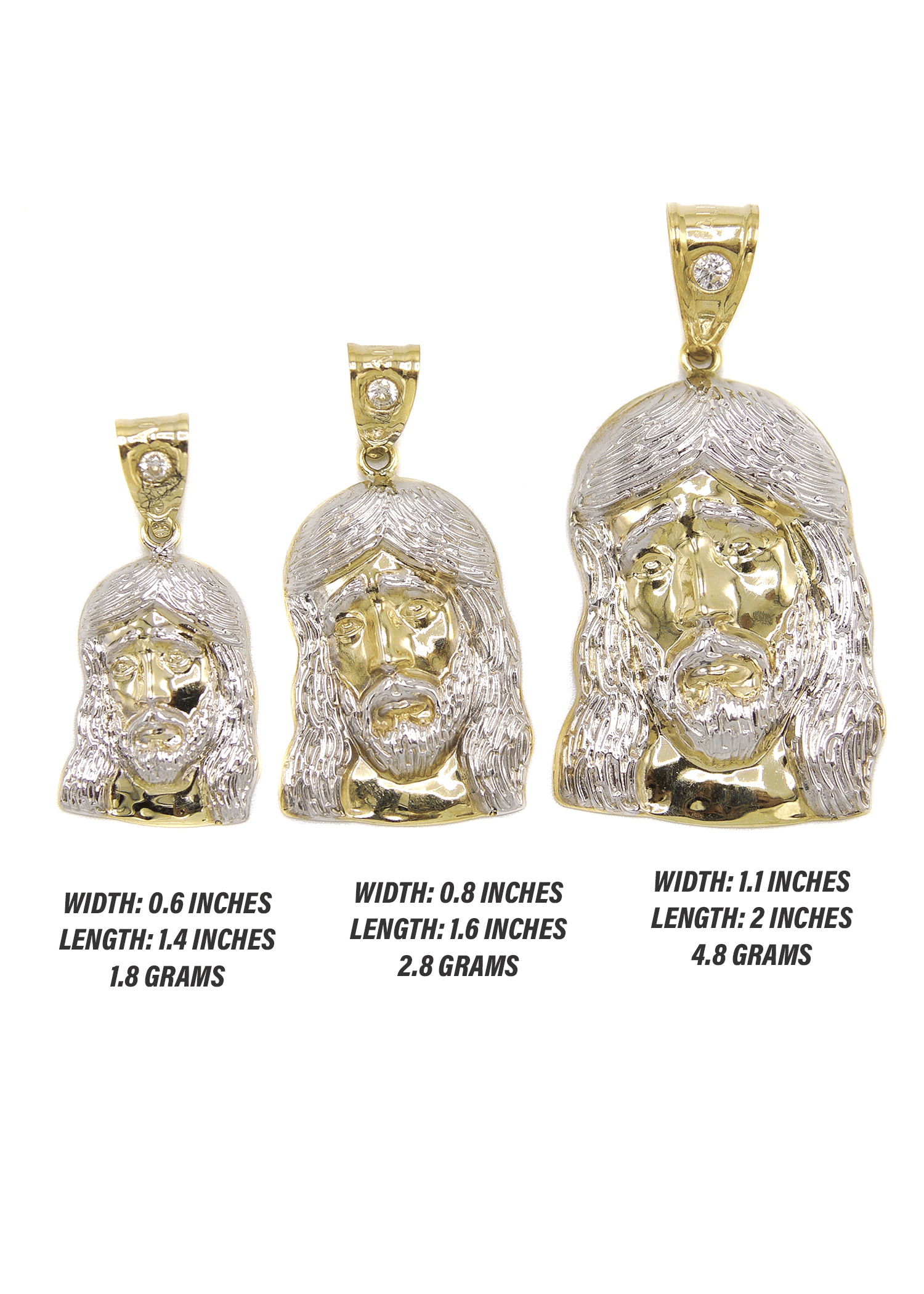 Manufacturer 1 10K Gold Jesus Head Pendant | Customizable Size