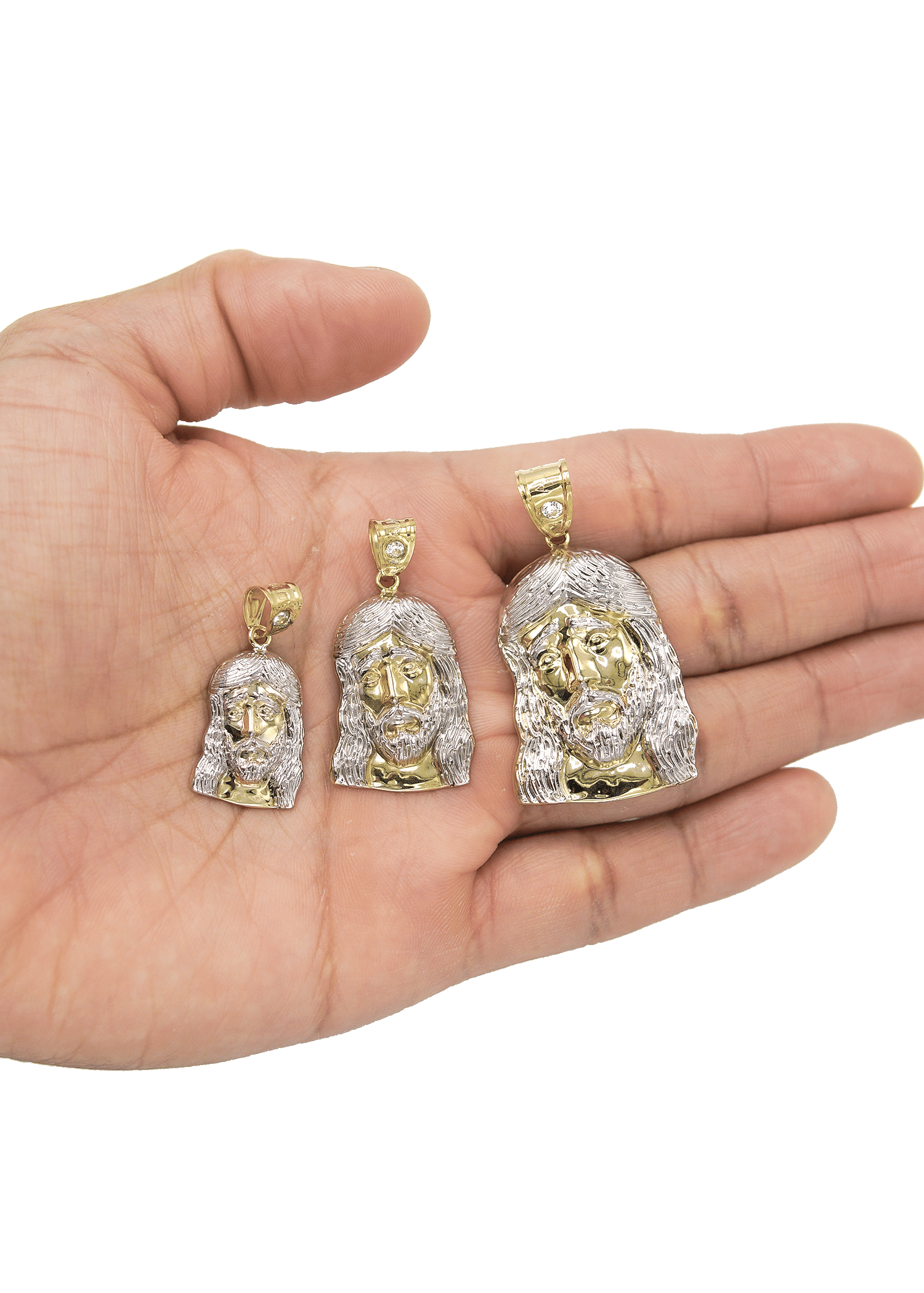 Manufacturer 1 10K Gold Jesus Head Pendant | Customizable Size