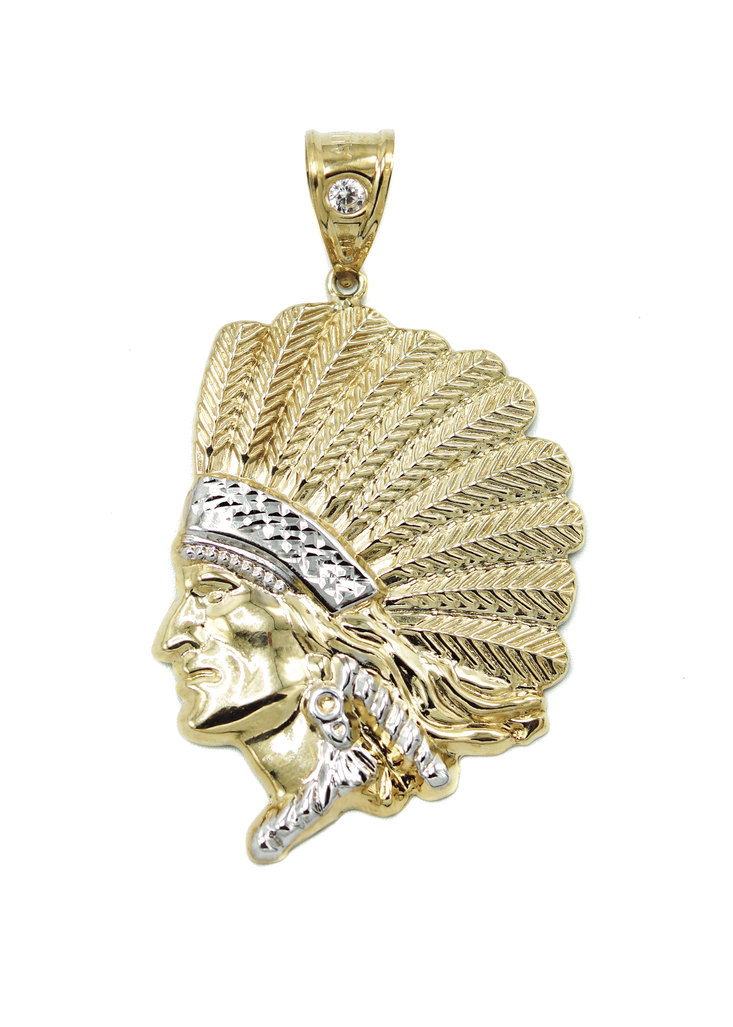 Manufacturer 1 10K Gold Chief Head Pendant | Customizable Size