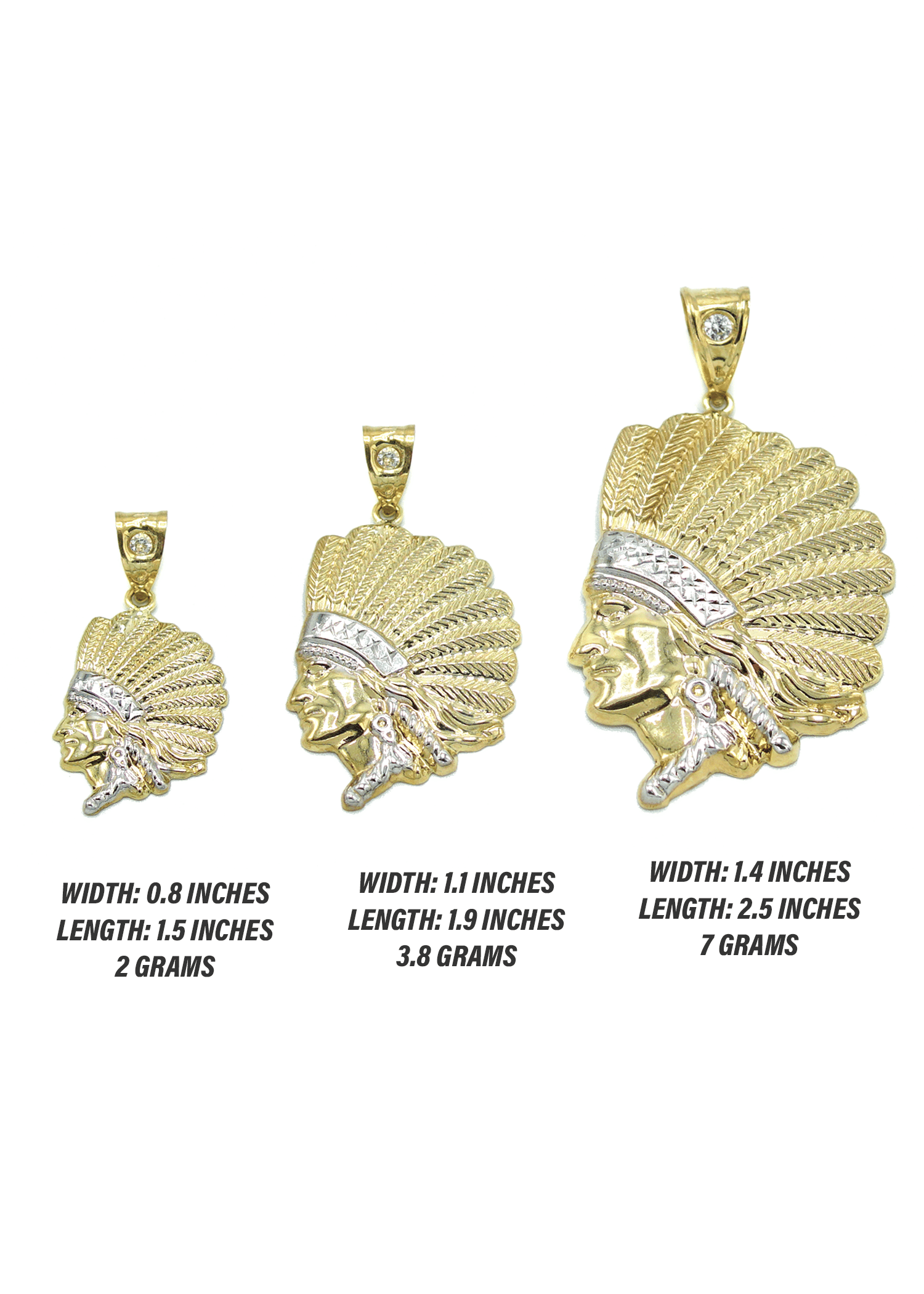 Manufacturer 1 10K Gold Chief Head Pendant | Customizable Size
