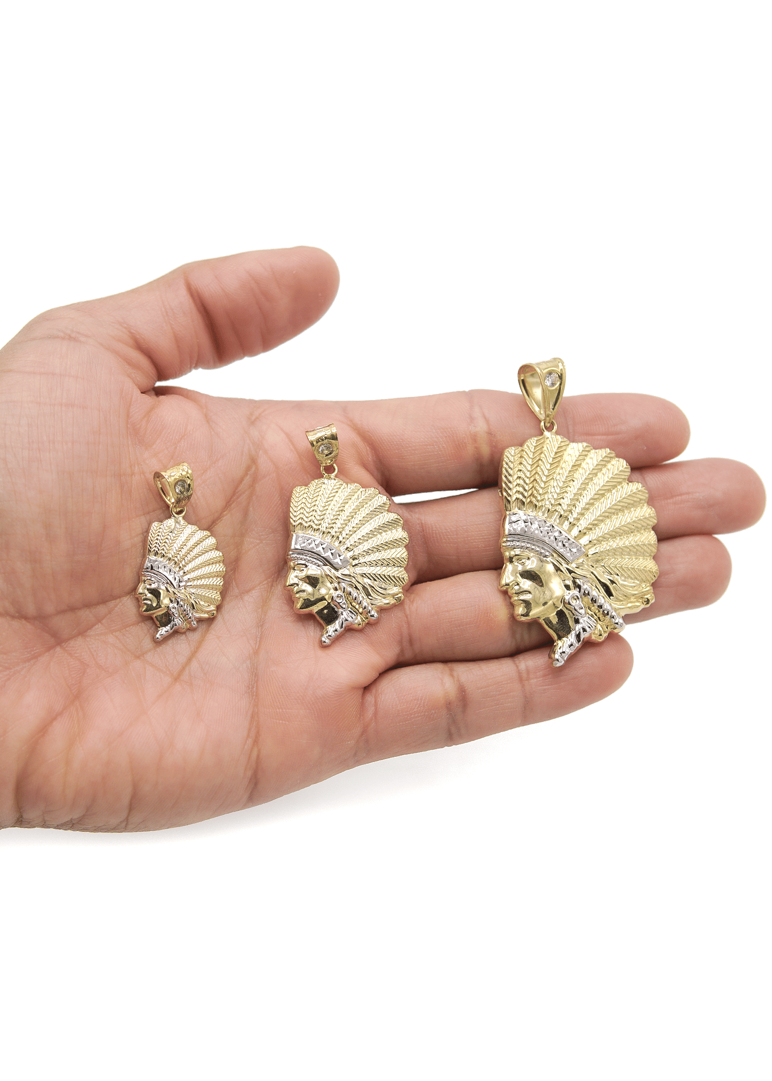 Manufacturer 1 10K Gold Chief Head Pendant | Customizable Size