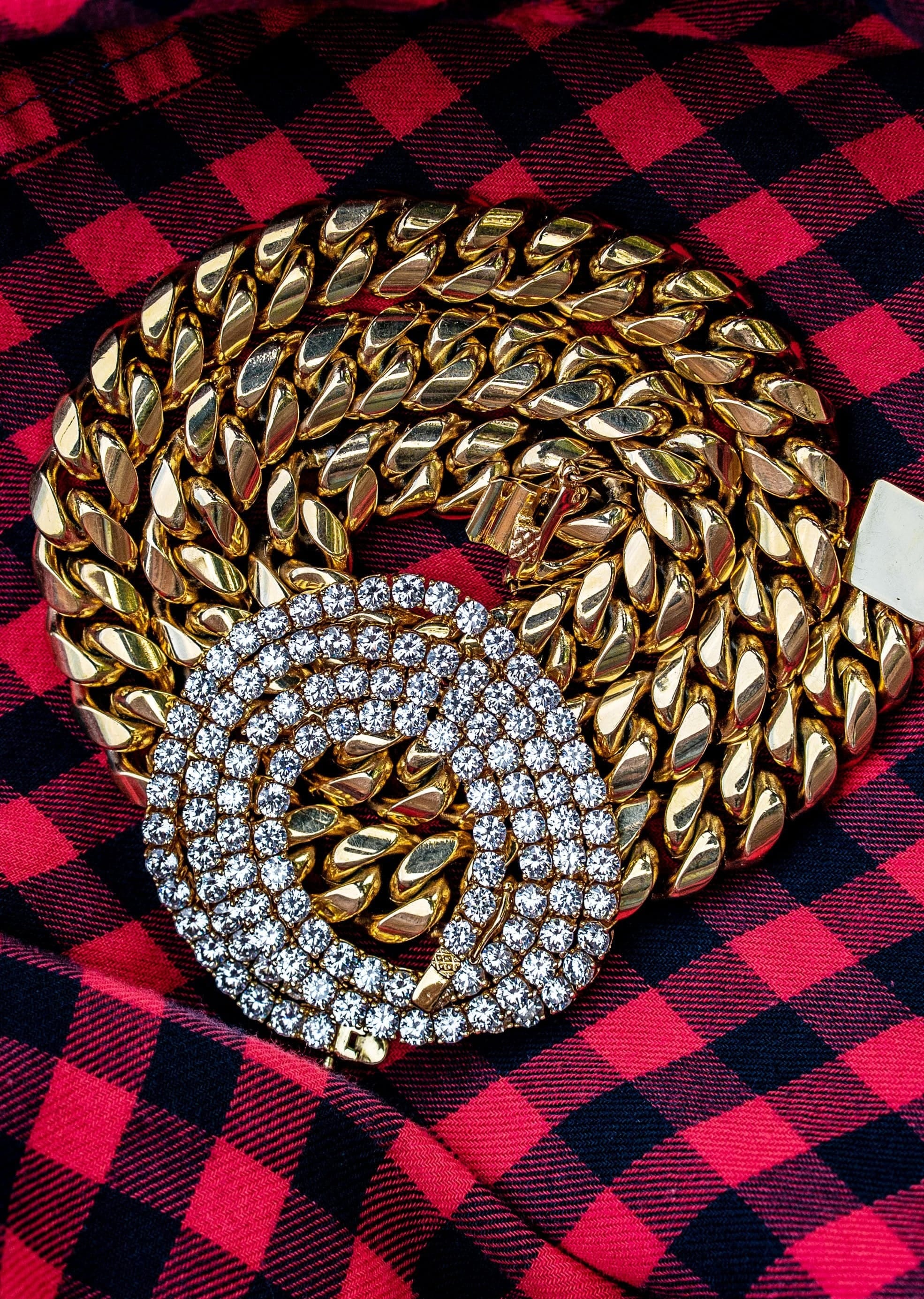 Manufacturer 30 Gold Plated Solid Miami Cuban Link ( 14 mm ) & Tennis Chain