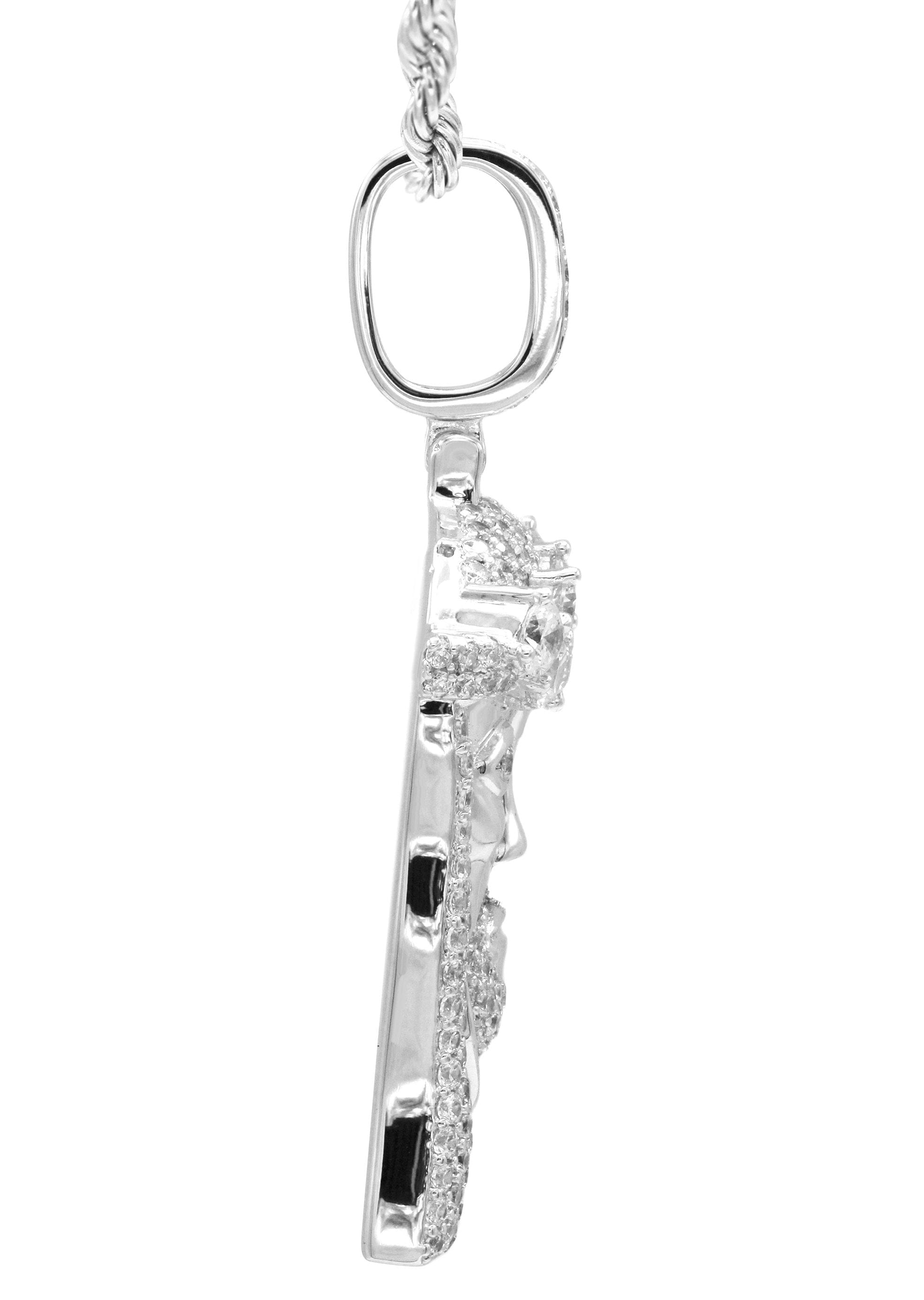 Manufacturer 30 White Gold Plated Rope Chain & Jesus Head Pendant | Appx. 26.7 Grams