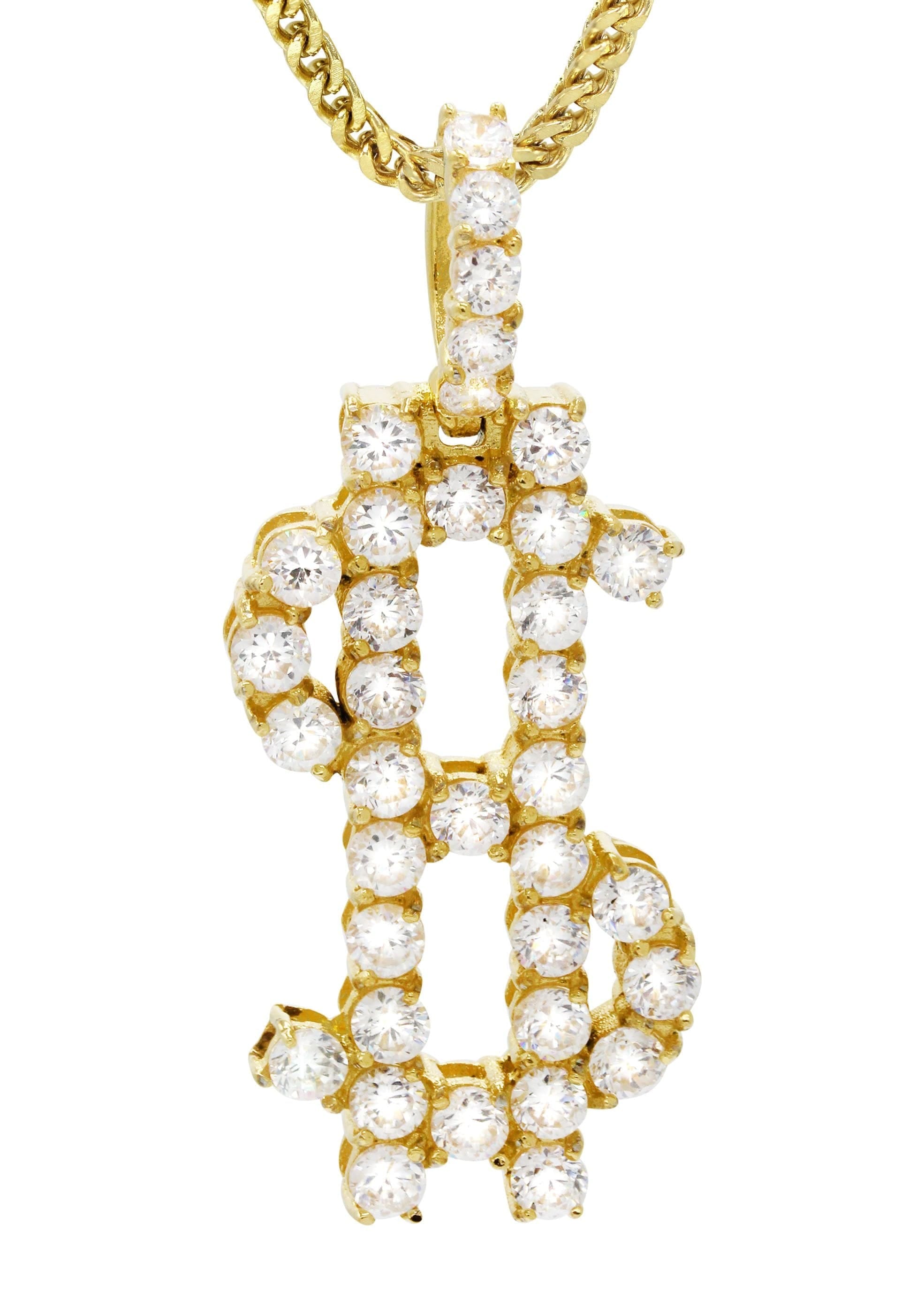 Manufacturer 30 Mens Gold Plated Franco Chain & Money Sign Pendant | Appx. 14.3 Grams