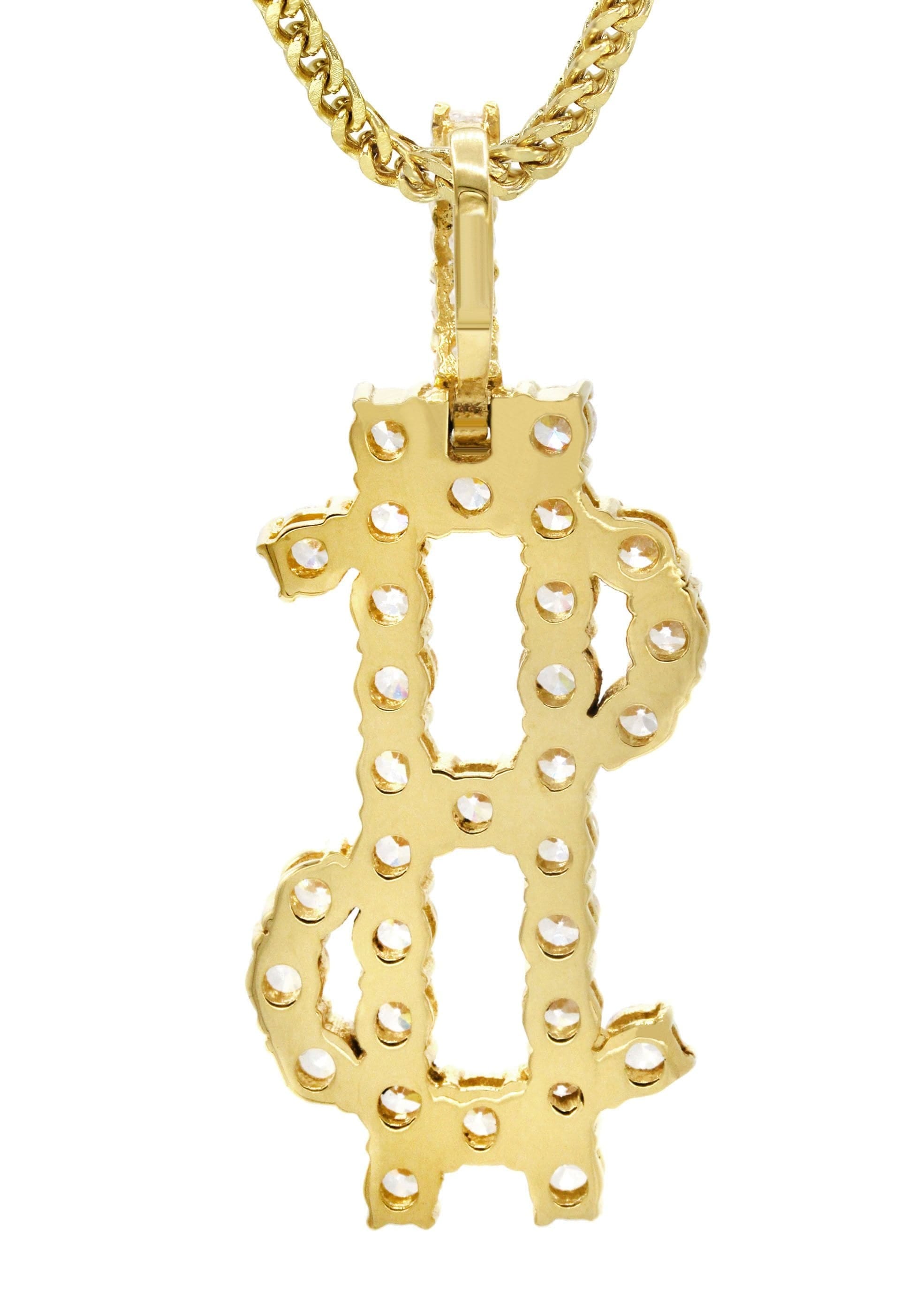 Manufacturer 30 Mens Gold Plated Franco Chain & Money Sign Pendant | Appx. 14.3 Grams
