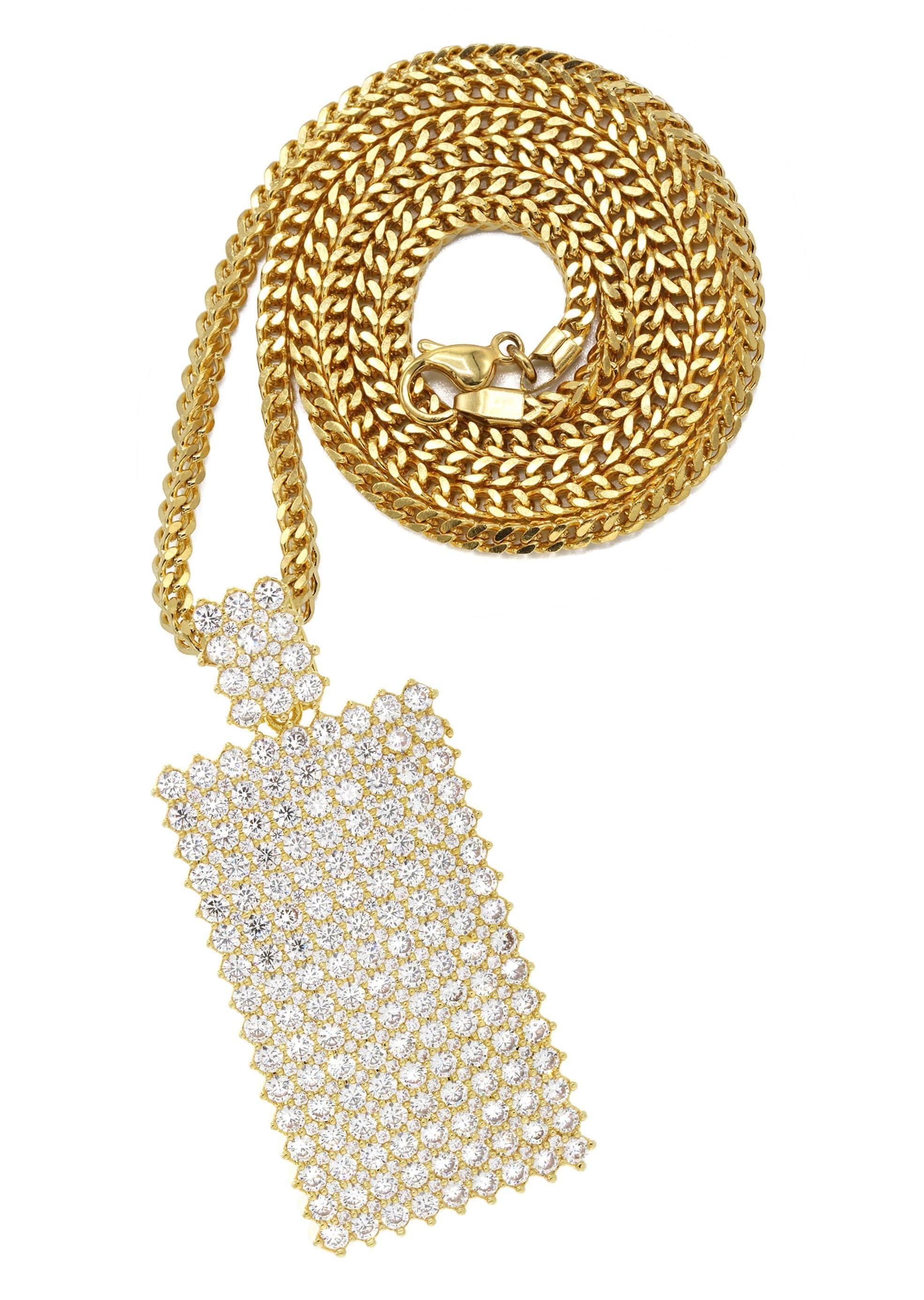 Manufacturer 30 Mens Gold Plated Franco Chain & Dog Tag Pendant | Appx. 28 Grams