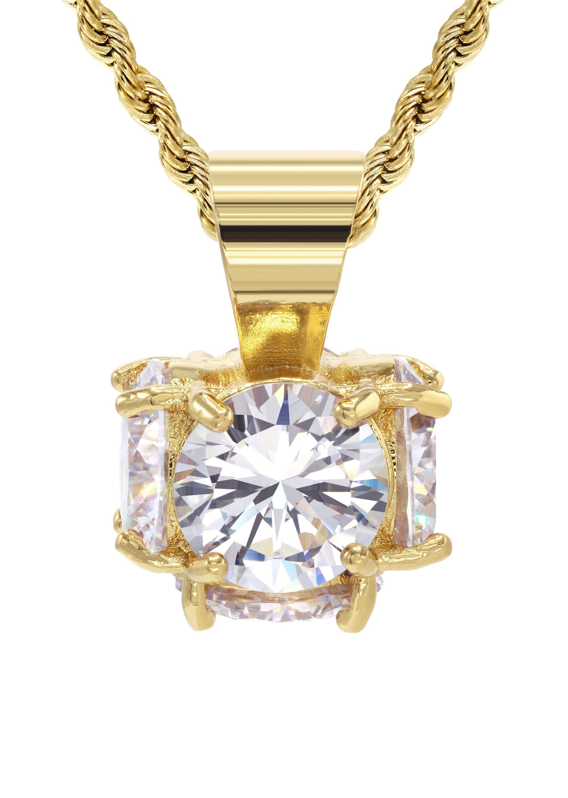 Manufacturer 30 Mens Gold Plated Rope Chain & Cubic Zirconia Pendant | Appx. 19 Grams