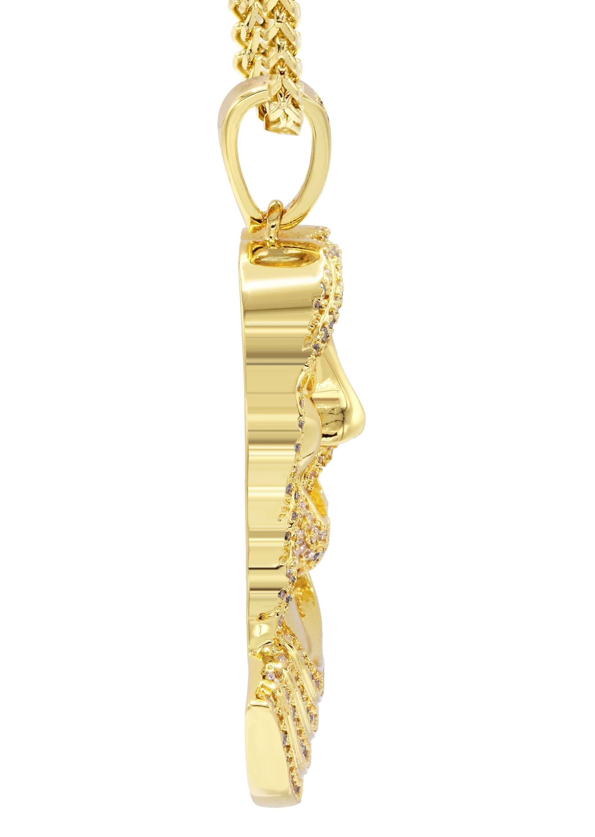 Manufacturer 30 Mens Gold Plated Franco Chain & Jesus Piece Chain | Appx. 22.1 Grams
