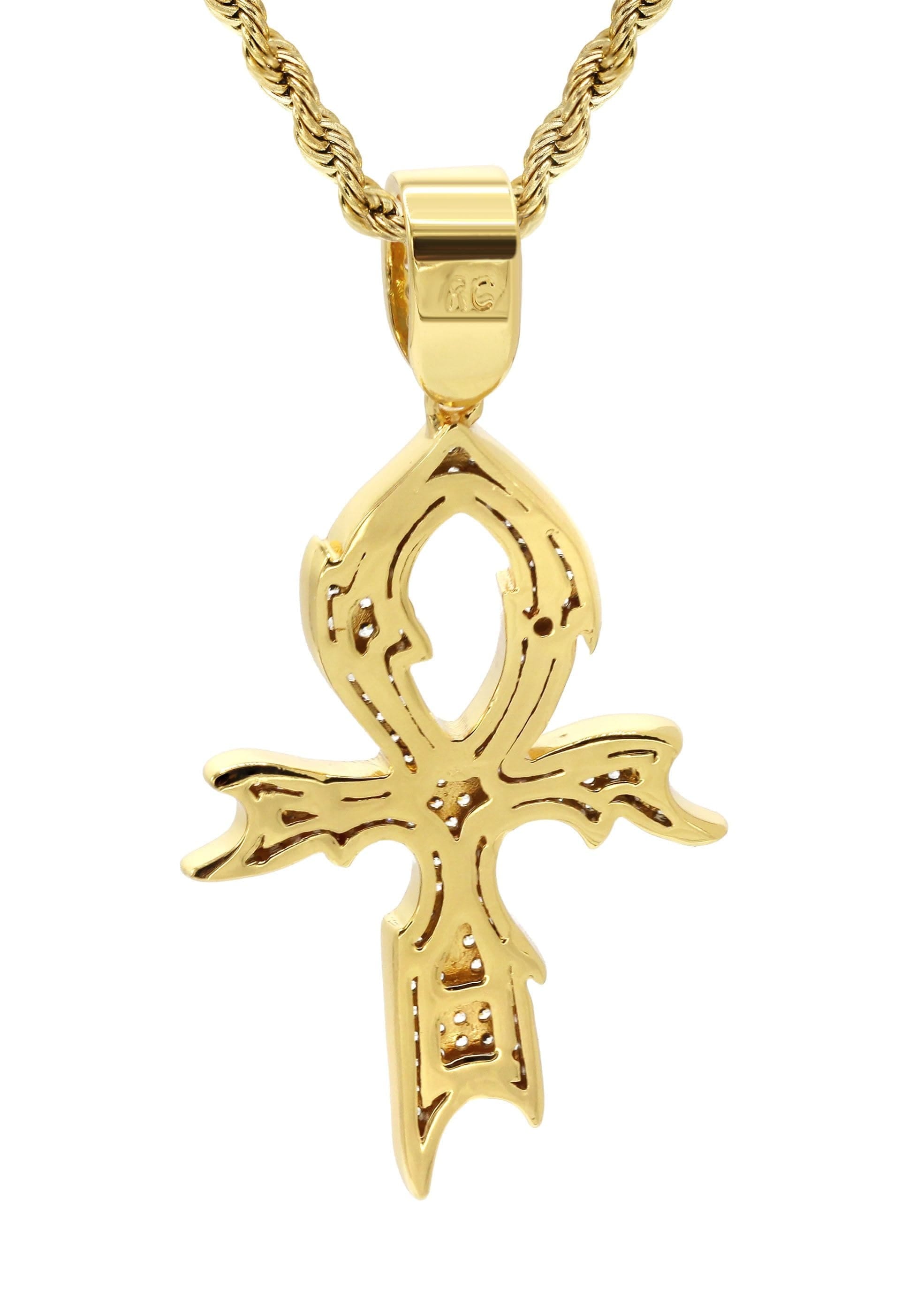 Manufacturer 30 Mens Gold Plated Rope Chain & Cross Pendant | Appx. 13.4 Grams