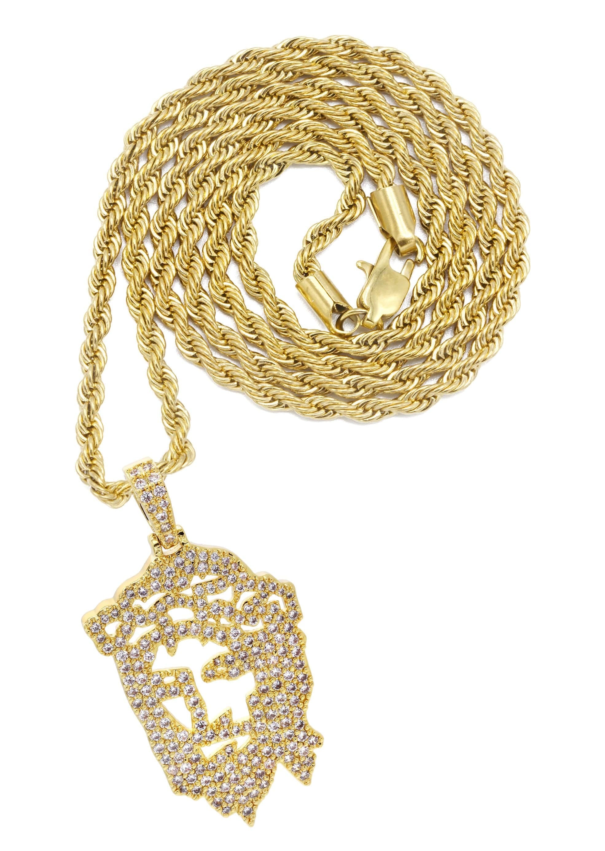 Manufacturer 30 Mens Gold Plated Rope Chain & Jesus Piece Chain | Appx. 14.6 Grams
