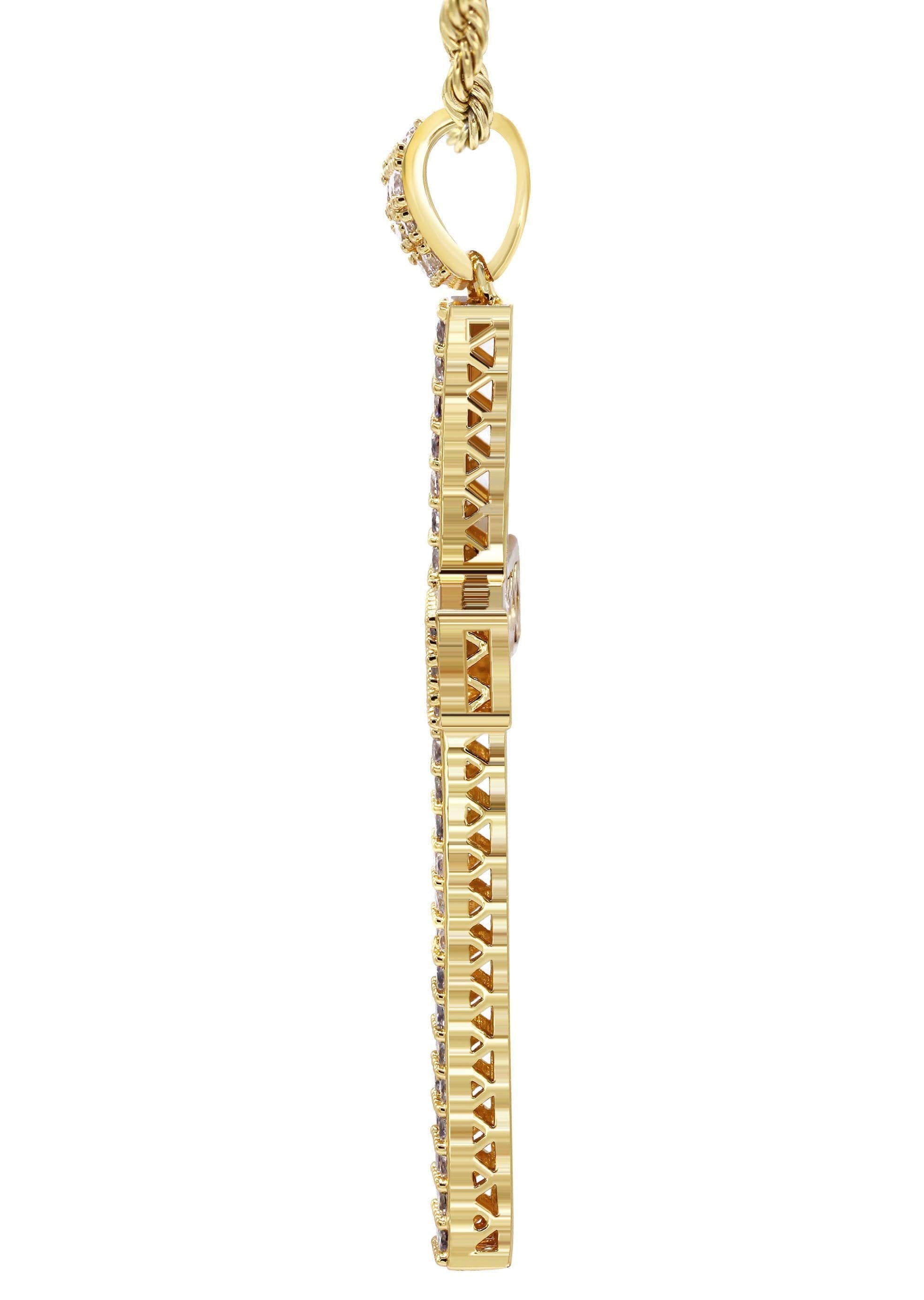 Manufacturer 30 Mens Gold Plated Rope Chain & Cross Pendant | Appx. 19.9 Grams