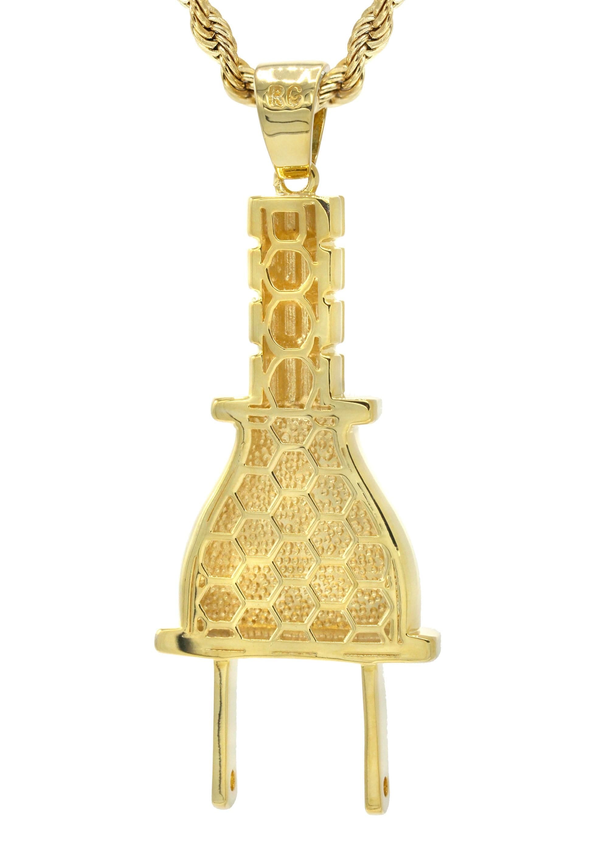 Manufacturer 30 Mens Gold Plated Rope Chain & Plug Pendant | Appx. 23.4 Grams