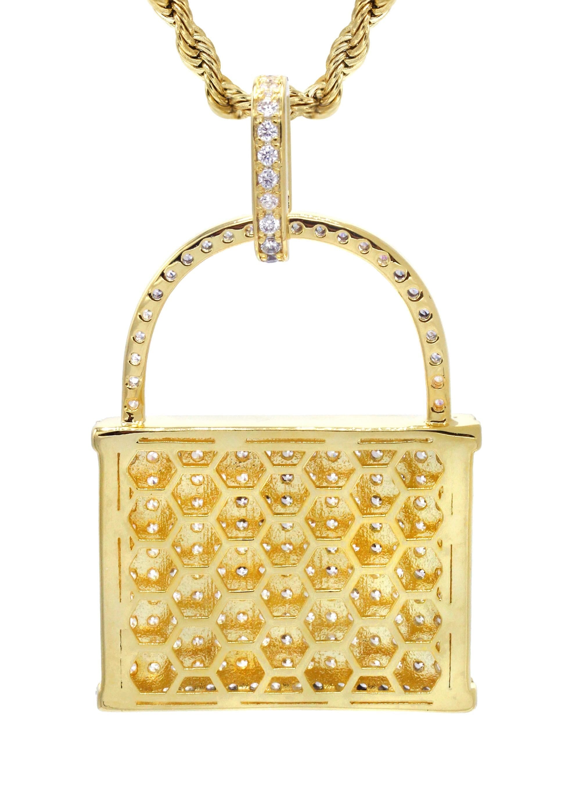 Manufacturer 30 Mens Gold Plated Rope Chain & Lock Pendant | Appx. 18.7 Grams