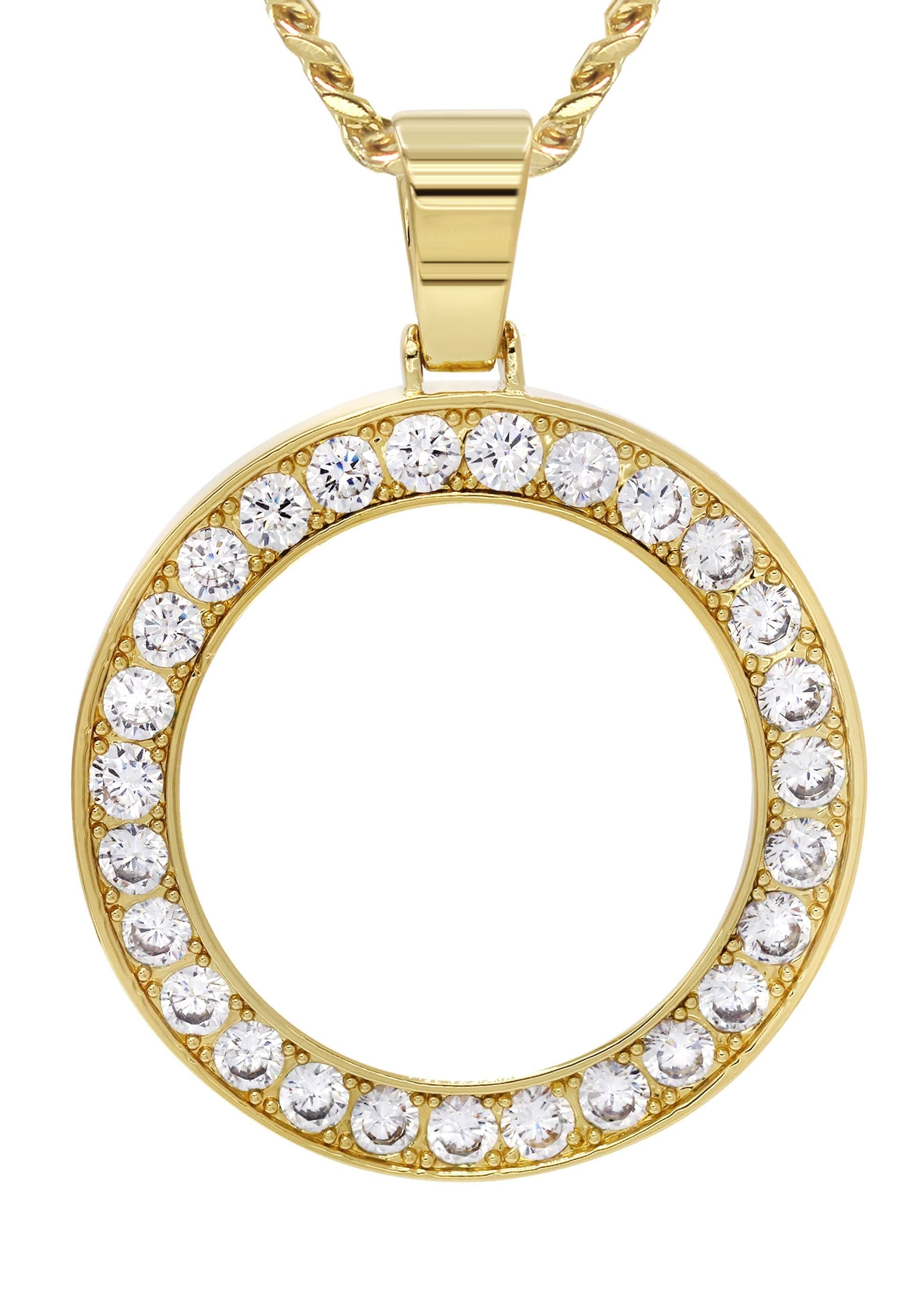 Manufacturer 30 Mens Gold Plated Cuban Link Chain & Circle Pendant | Appx. 25 Grams
