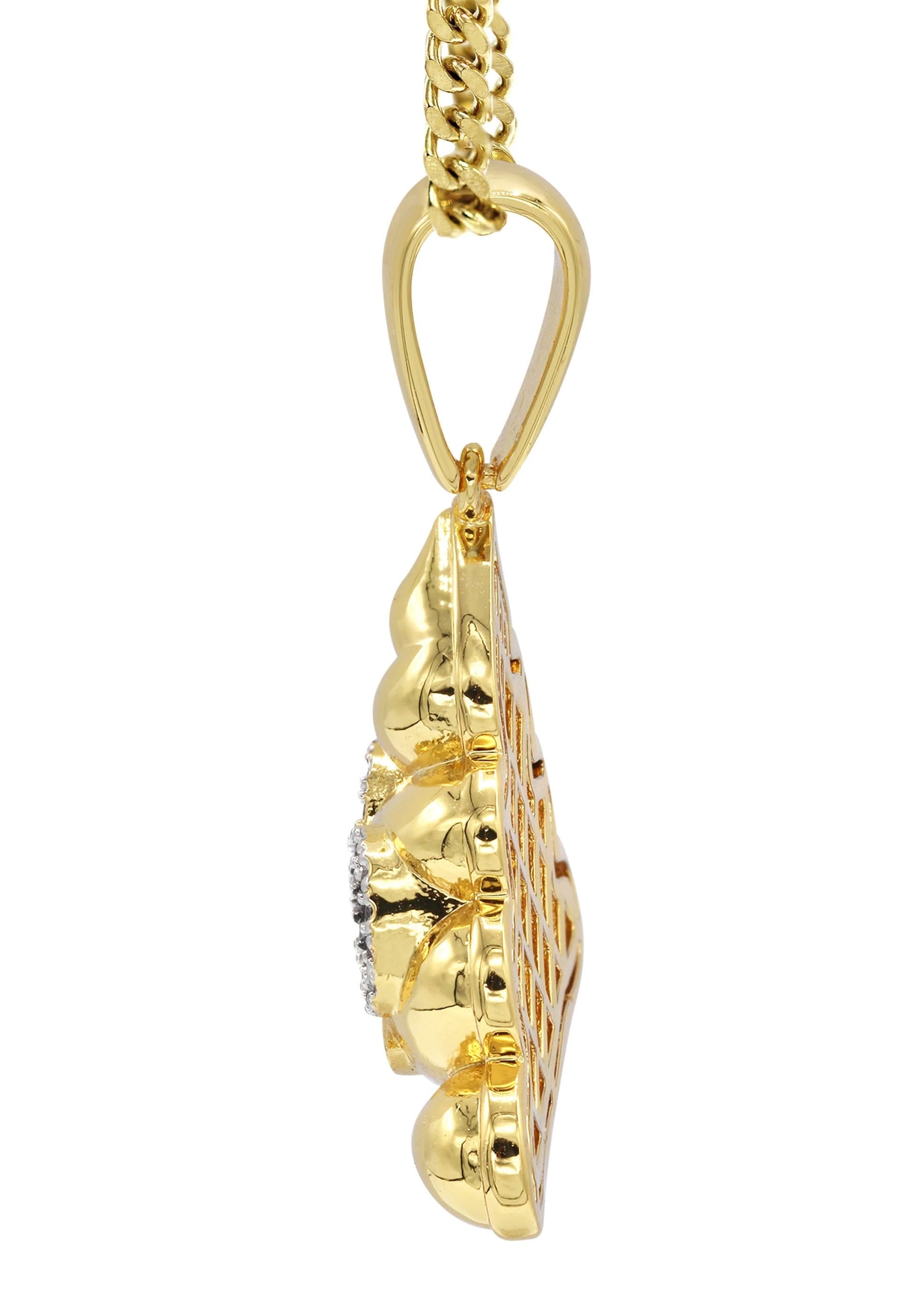 Manufacturer 30 Mens Gold Plated Cuban Link Chain & Emoji Pendant | Appx. 17 Grams
