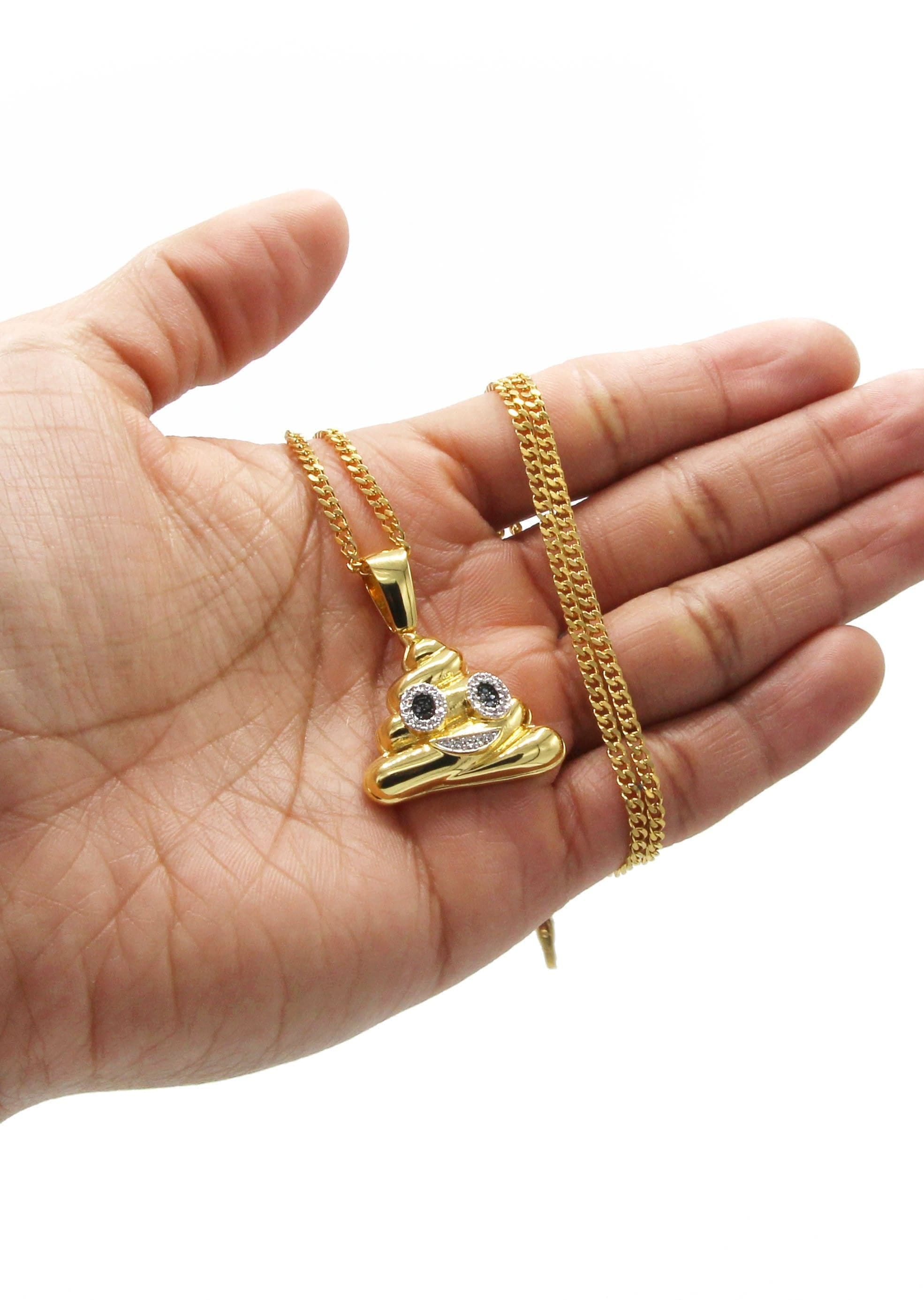 Manufacturer 30 Mens Gold Plated Cuban Link Chain & Emoji Pendant | Appx. 17 Grams