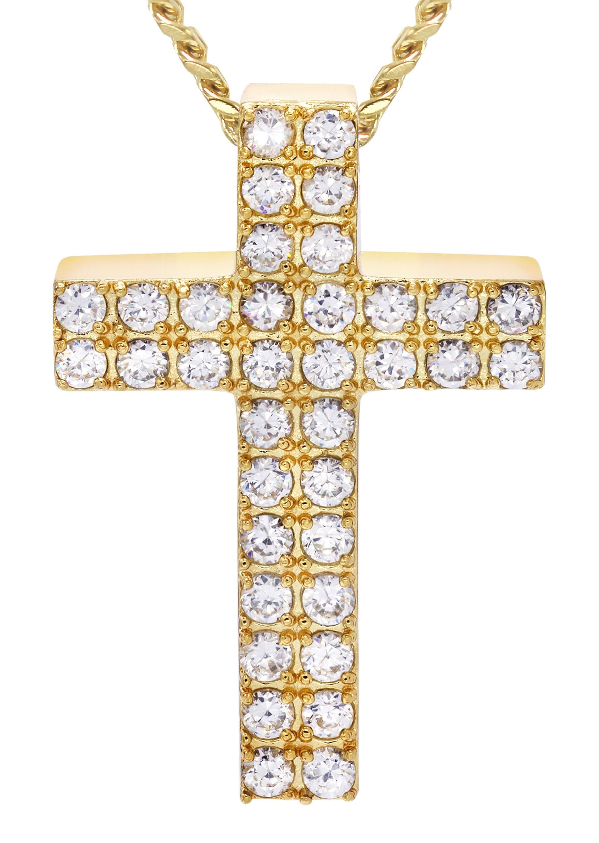 Manufacturer 30 Mens Gold Plated Cuban Link Chain & Cross Pendant | Appx. 20 Grams